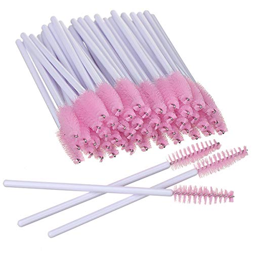 100 PCS Disposable Mascara Brushes - Eyelash & Eyebrow Applicator Set - White & Pink Cosmetic Makeup Brushes for Professional Salon & Home Beauty Use