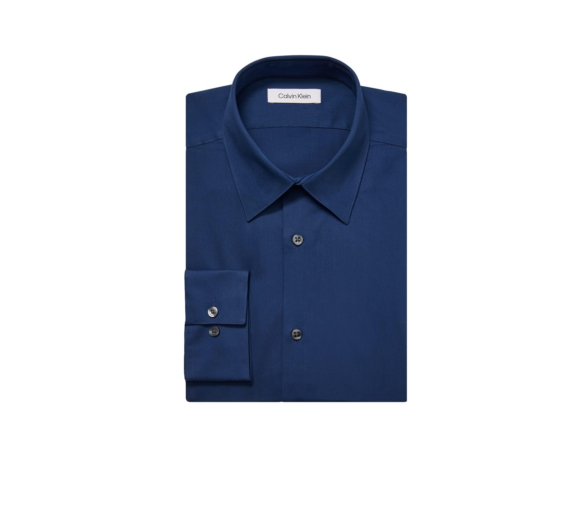 Calvin Klein Men's Slim Fit Non-Iron Solid Dress Shirts for Work & Formal Occasions | Premium Business & Office Wear