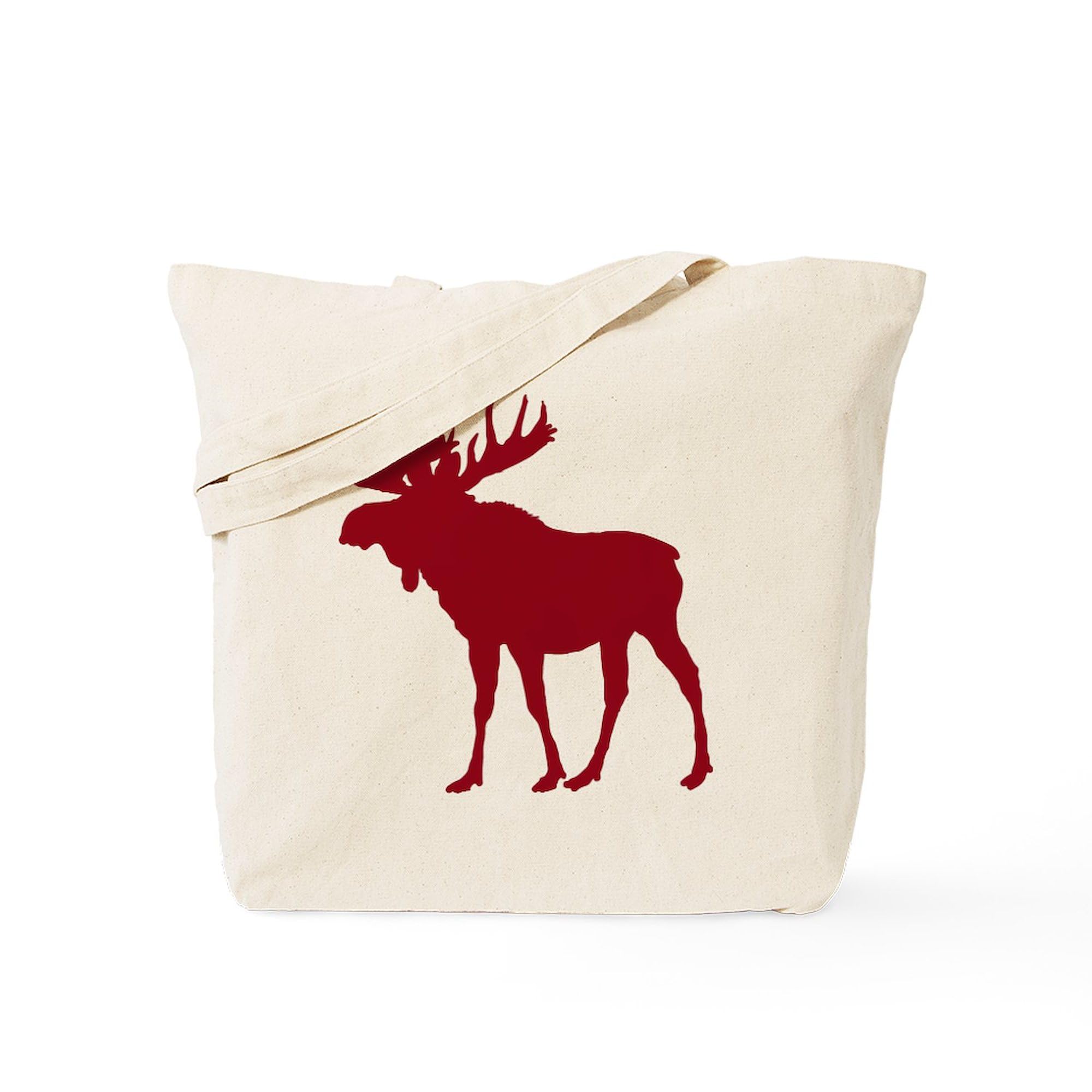 Rustic Red Moose Tote Bag - Natural Canvas Reusable Shopping Bag for Groceries, Beach & Farmers Market | Eco-Friendly & Durable