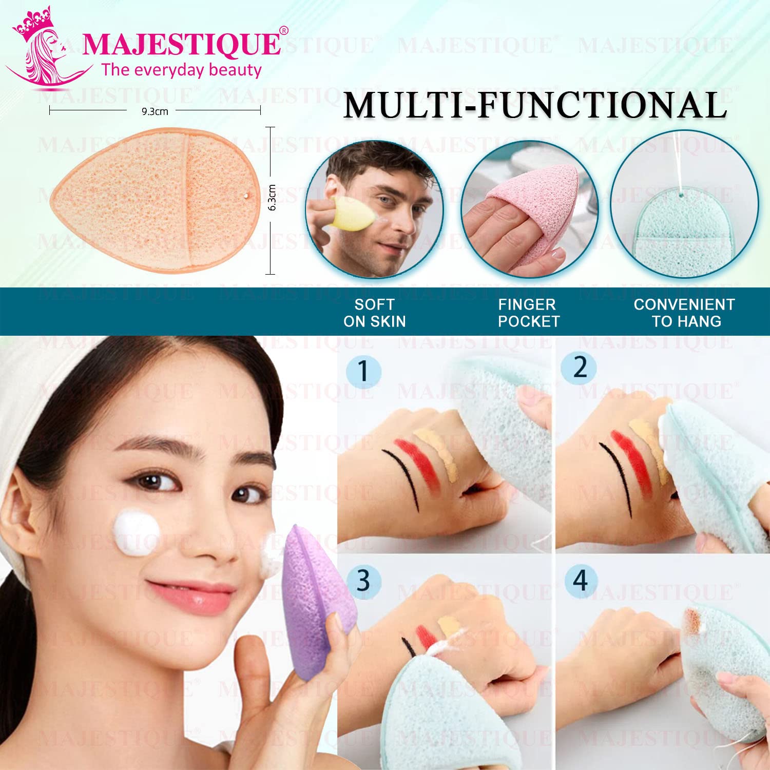 Majestique Reusable Cotton Face Pads & Finger Sponge - Soft Makeup Remover Wipes for Eye & Face Cleansing, Pure Cotton Toner Pads (460 Count) - Eco-Friendly Beauty Routine Essential for Daily Skincare & Makeup Removal