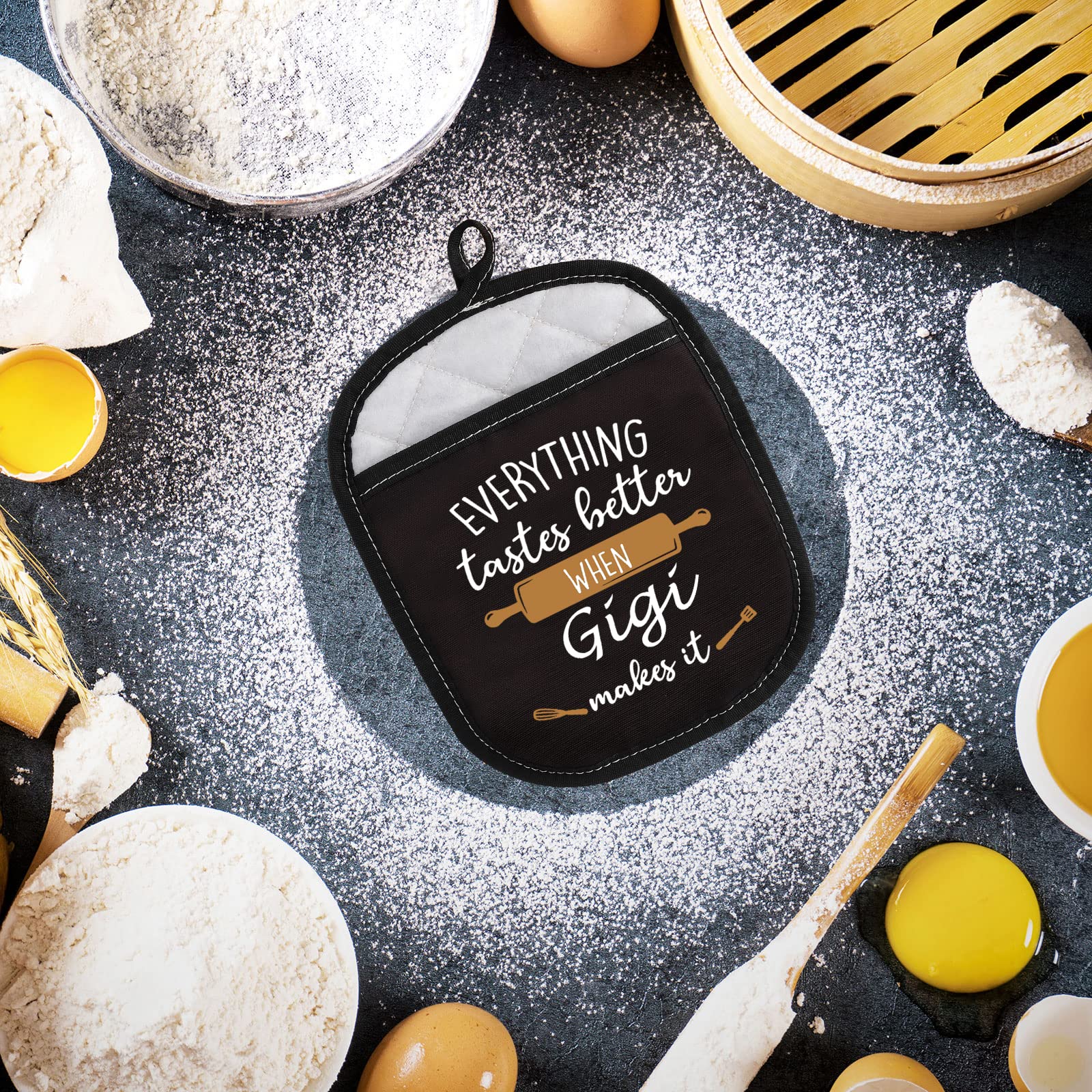 LEVLO Premium Oven Mitts - Best Baking & Cooking Gift for Mom, Dad, Grandma & Grandpa - Heat Resistant Kitchen Accessories - Perfect for Holiday Baking, BBQ Grilling & Family Cooking