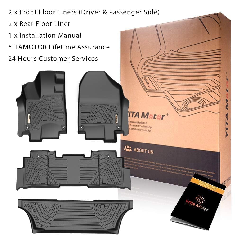 YITAMOTOR All-Weather Custom Fit Floor Mats for 2018-2025 Honda Odyssey - Front, 2nd & 3rd Row Black Car Floor Liners | Durable Protection for Family Road Trips & Daily Commute