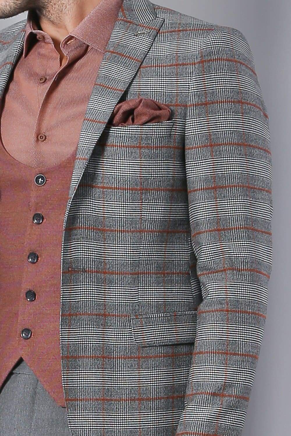 Christian Men's 3 Piece Grey Brown Mix & Match Slim Fit Suit - Wedding, Church & Formal Occasions