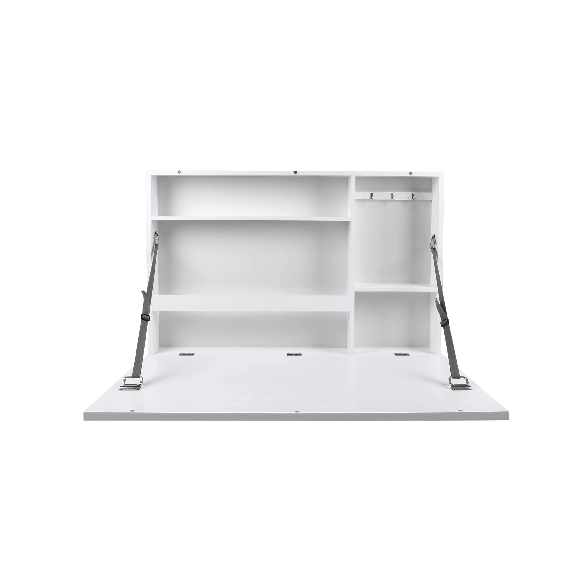 Prinz Wall-Mounted Folding Desk with Chalkboard - 36 x 24 Inches White Floating Desk for Home Office, Space Saving Ready-to-Hang Design with Interior Shelves - Perfect for Small Spaces, Apartments & Work from Home Setup