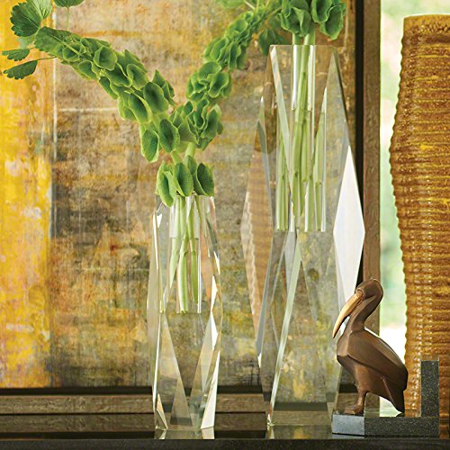 Global Views Faceted Crystal Vase - Elegant Home Decor for Living Room, Dining Table & Wedding Centerpieces | Handcrafted Glass Vase for Flowers & Interior Design
