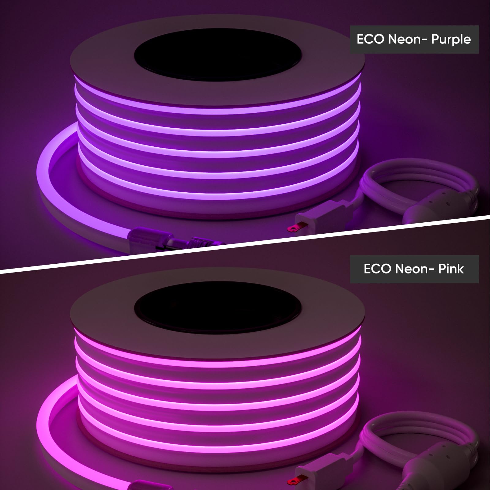 Shine Decor LED Rope Lights AC 120V - Connectable & Cuttable Dotless 120LEDs/M Eco Neon Strip Lighting - ETL Certified IP65 Waterproof & Weather-Resistant - 8x16mm Pink 65.6FT - Perfect for Home, Commercial, Party, Wedding, and Outdoor Decorations