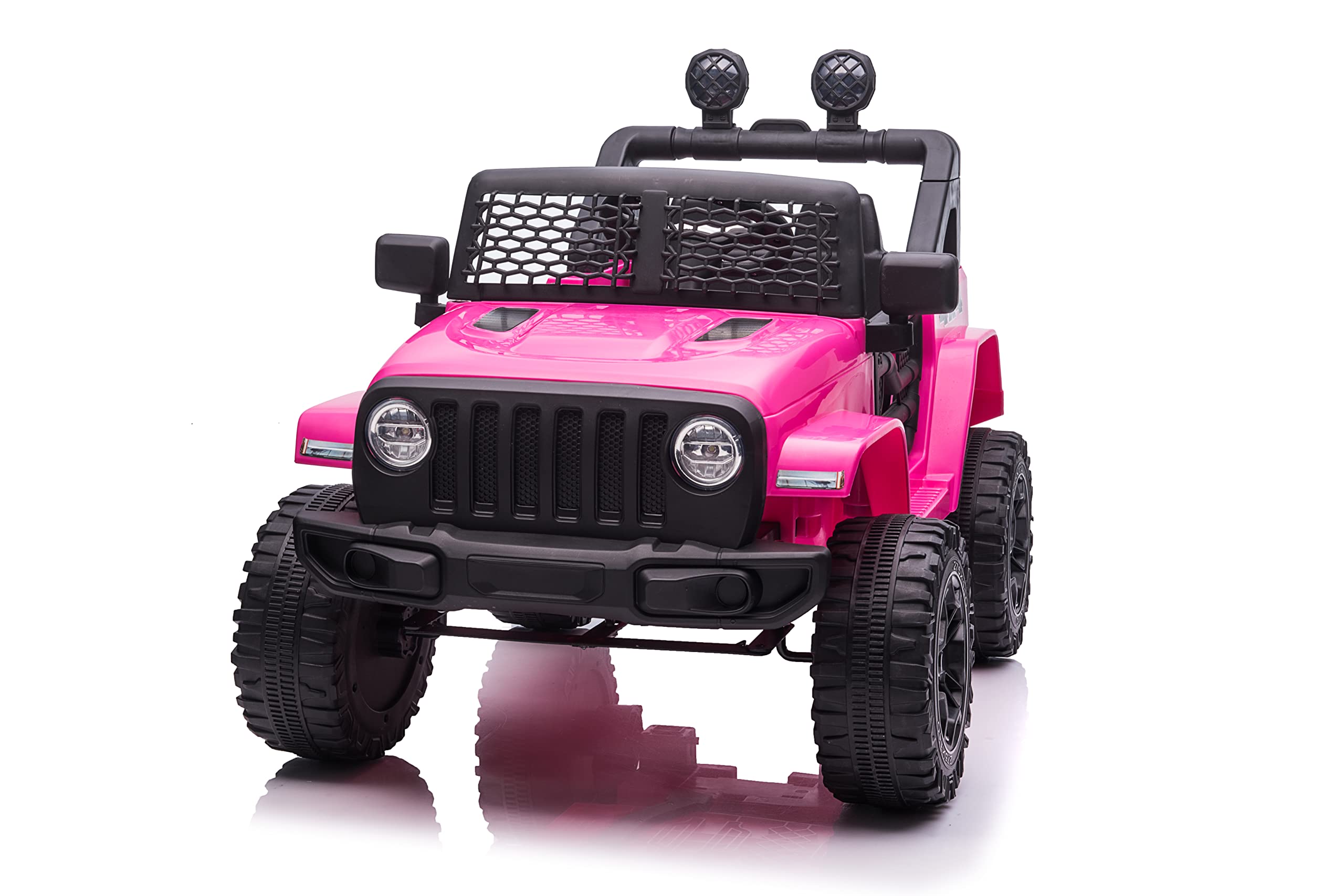**12V Kids Ride on Truck - Electric Car for Toddlers with Parent Remote Control, 2 Speeds, 4-Wheel Shock Absorber, LED Lights & Opening Doors (Rose Red) - Perfect for Outdoor Play & Birthday Gifts**
