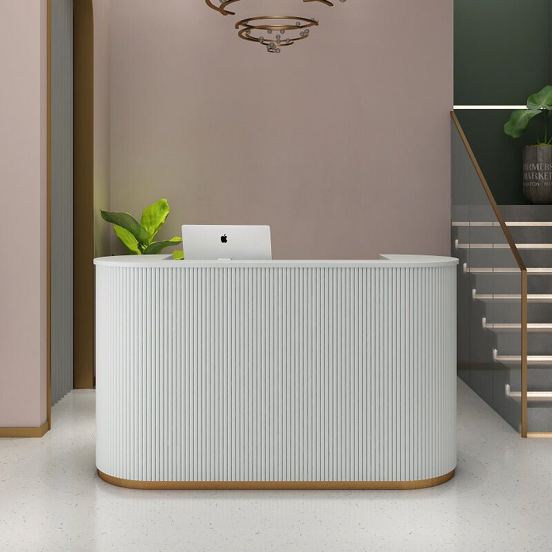 Elegant Arc-Shaped Reception Desk for Beauty & Nail Salons - Perfect for Spa, Manicure, and Pedicure Businesses