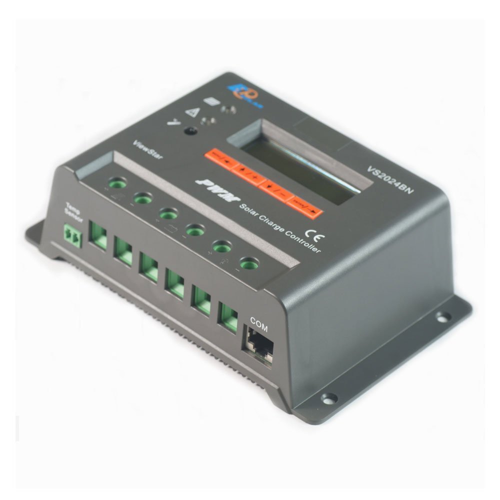 Viewstar VS2024BN 20A PWM Solar Charge Controller 12V/24V with LCD Display - Efficient Battery Charging for Solar Panels, RV, Marine & Off-Grid Power Systems