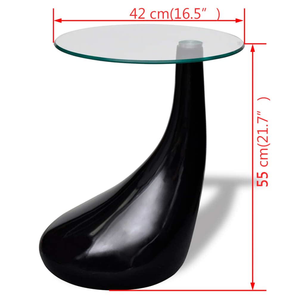 CHARMMA Modern Round Glass Coffee Table - High Gloss Black Finish - Perfect for Living Room, Lounge & Office Decor