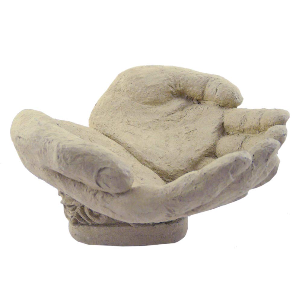 Handcrafted Cupped Hands Concrete Sculpture - Bird Feeder, Candy Dish, Catchall - Made in USA, Perfect for Garden Decor and Home Accents