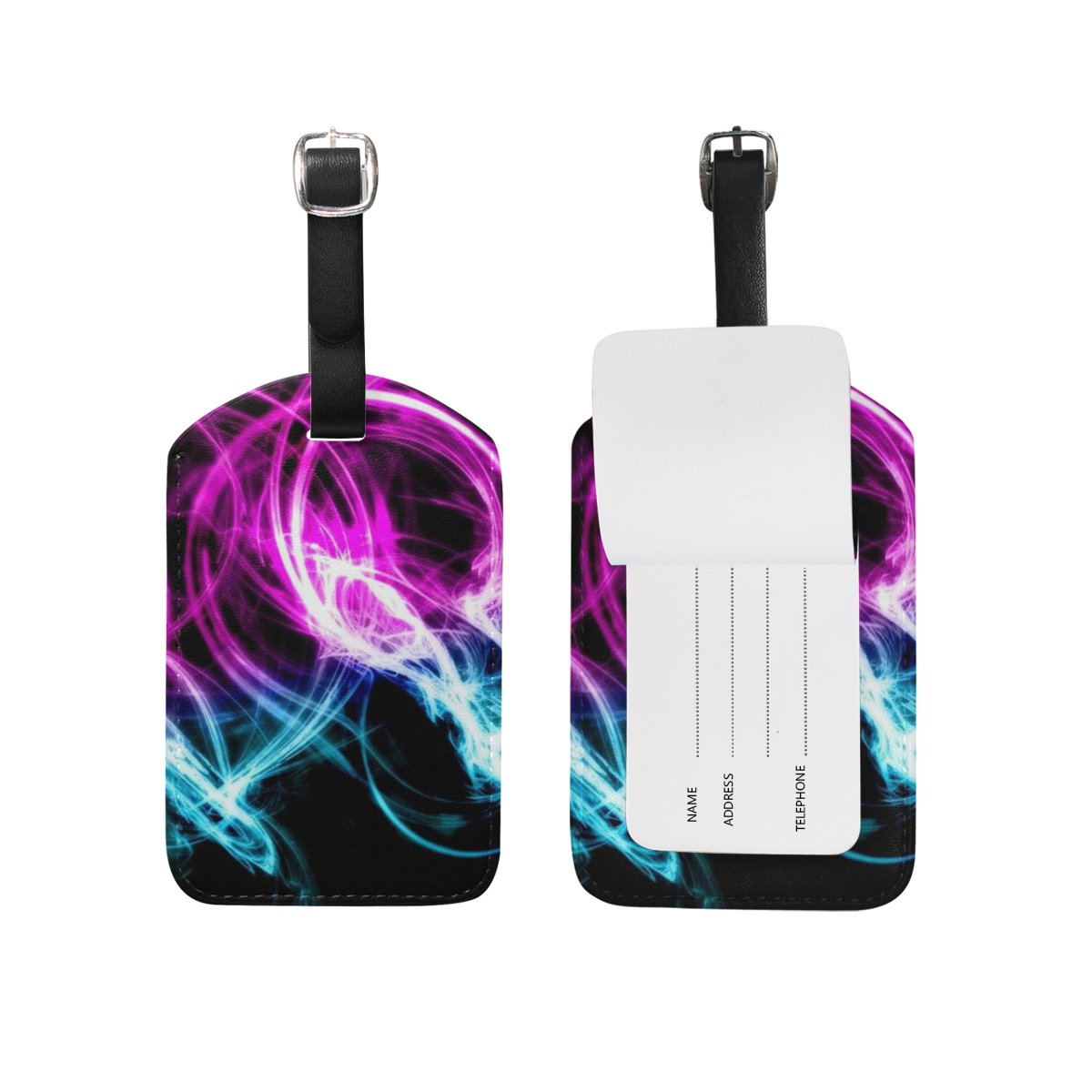 JSTEL Neon Luggage Tags - Waterproof Suitcase ID Labels with Privacy Cover for Travel - Perfect for Airports, Cruises & Backpacking