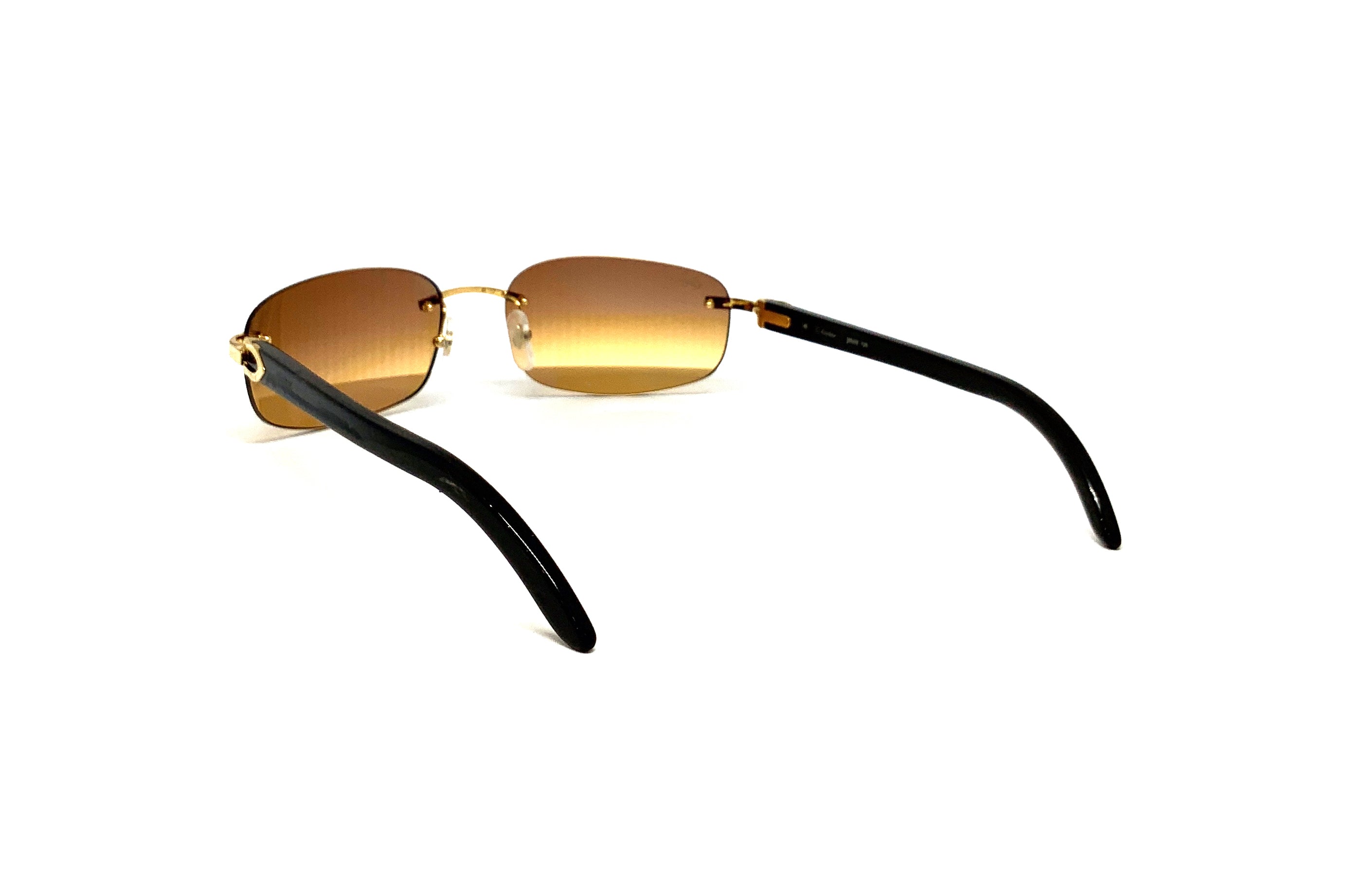 Cartier Trinity de Cartier CT0020RS Sunglasses - Black Buffalo Horn Frame with Brown Gradient Lenses | Luxury Unisex Eyewear for Fashion & Outdoor Protection