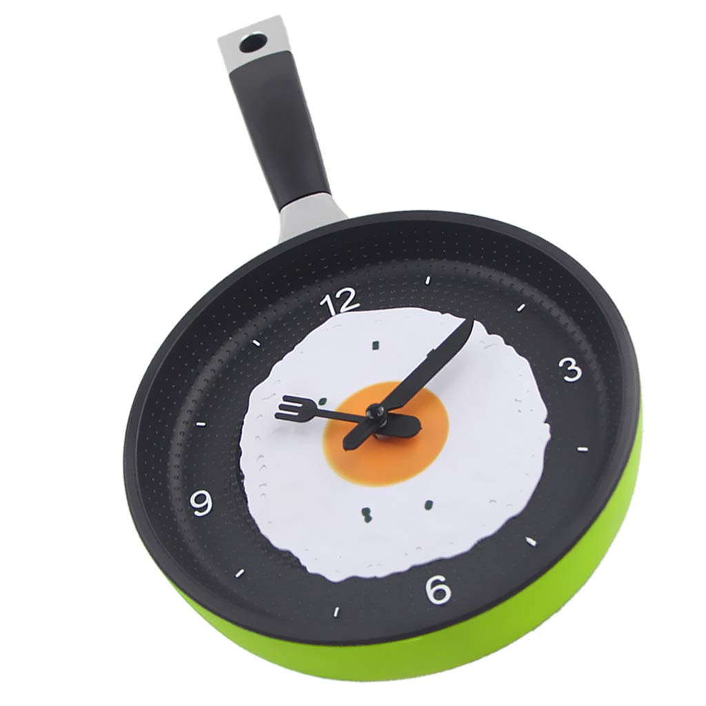 Blesiya Creative Fried Egg Shaped Wall Clock - Fun Kitchen & Bedroom Decor for Home, Office - Green (Perfect for Cooking Enthusiasts & Unique Gift Ideas)