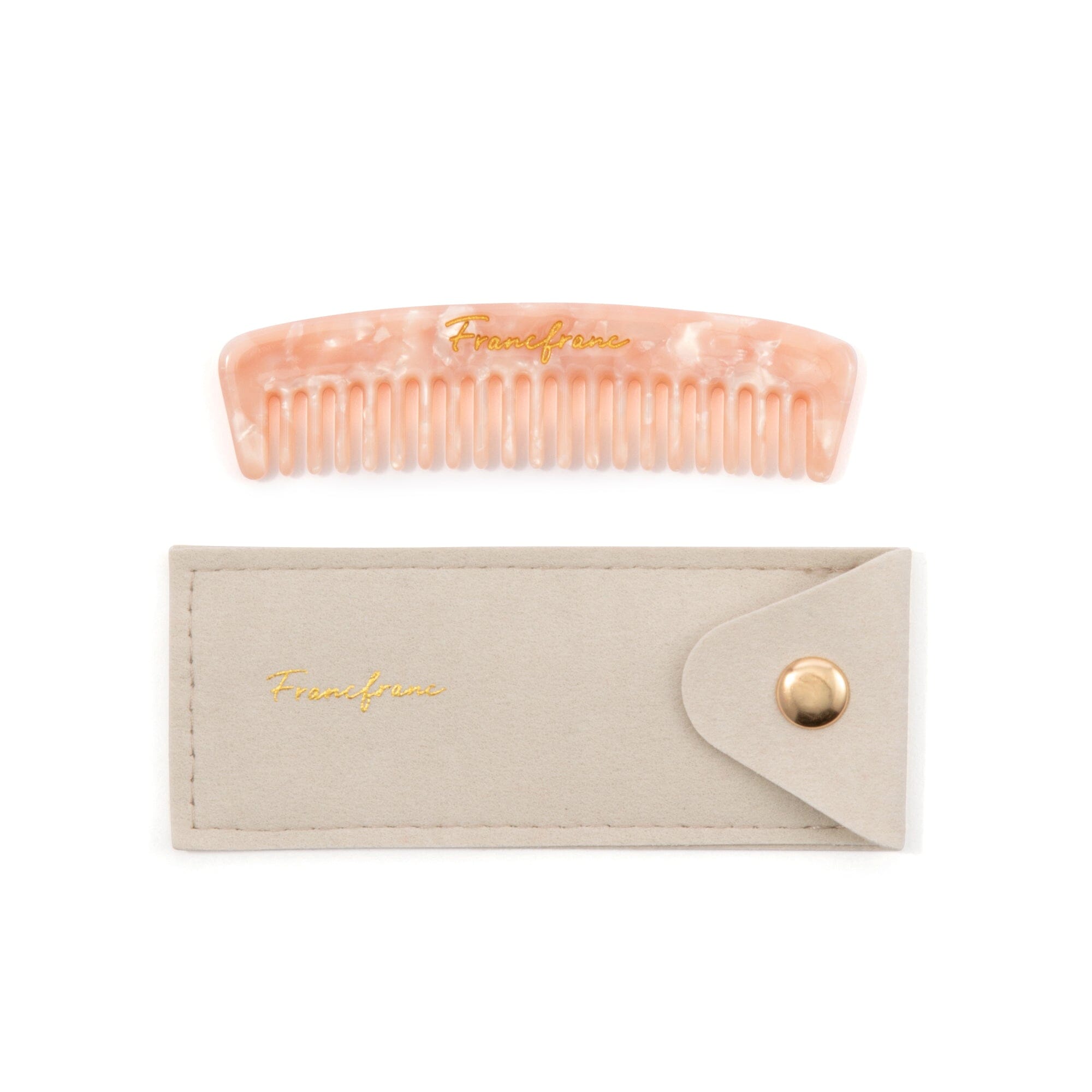Compact Comb with Pouch - Pink Travel Hairbrush for Women & Men, Portable Pocket Comb for On-the-Go Styling, Purse, Gym Bag, or Travel Essentials