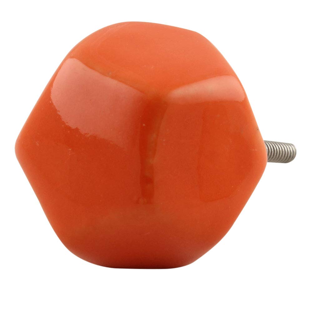 16-Piece Solid Ceramic Orange Luxury Drawer Knobs - Elegant Kitchen Cabinet Hardware & Dresser Pulls for Home Decor - Perfect for Cabinets, Drawers, Furniture & DIY Projects