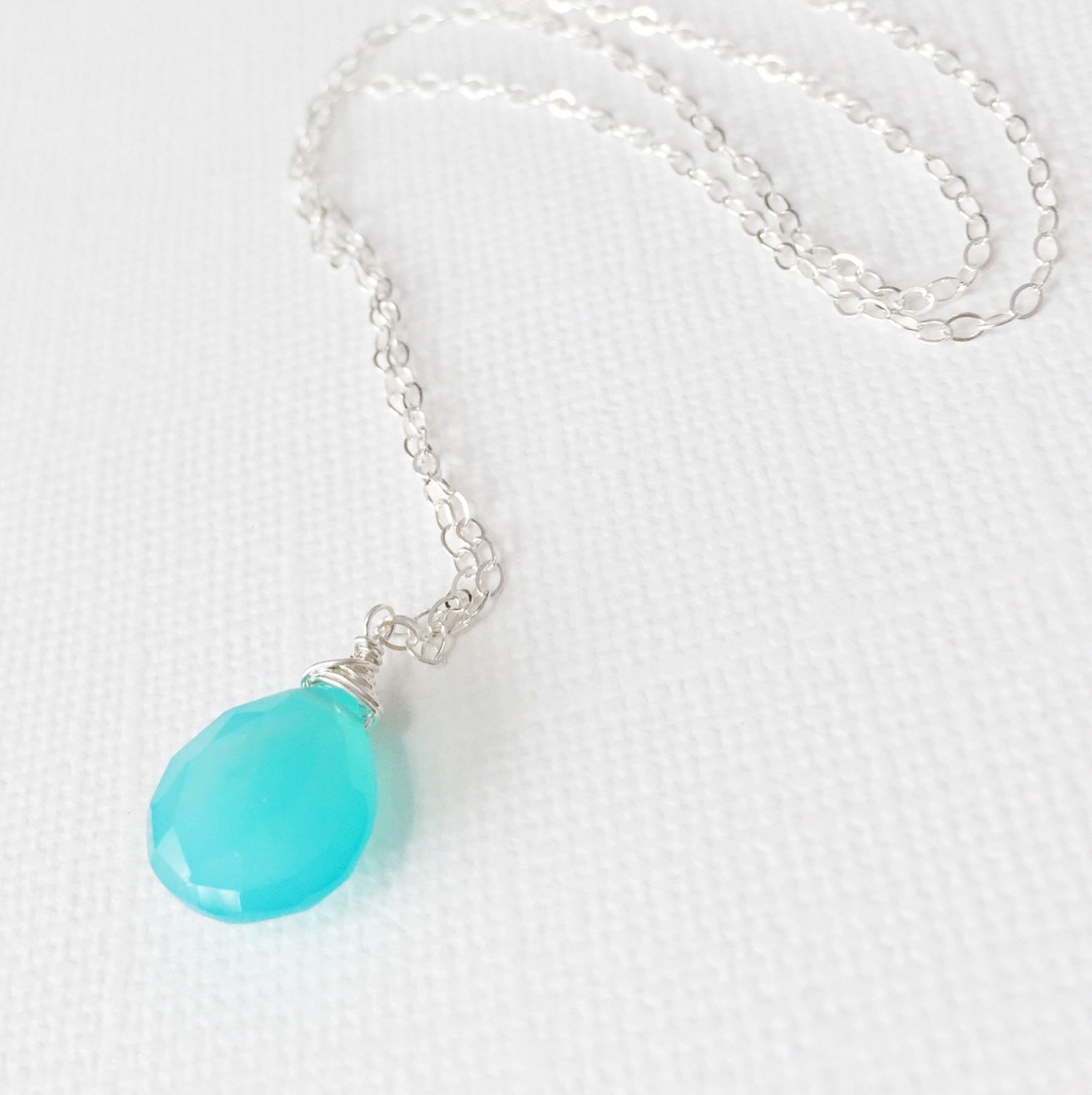 Aqua Chalcedony Necklace Kaipo (N111) - Elegant Jewelry for Women, Perfect for Weddings, Parties & Everyday Wear