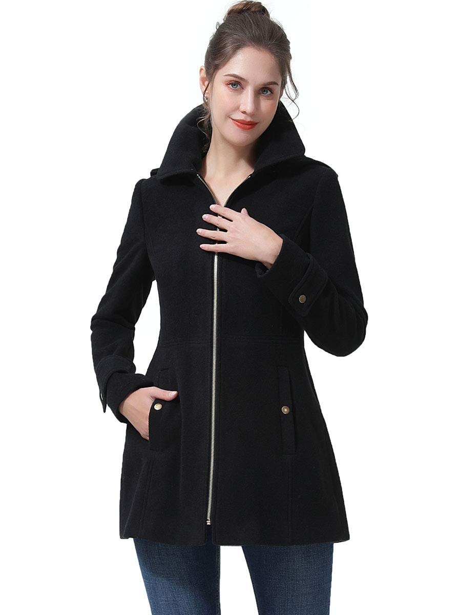 BGSD Women's Bao Hooded Wool Coat - Winter Warm Fleece Lined Jacket (Regular, Plus Size & Petite) | Casual Outerwear for Work, Travel & Daily Wear