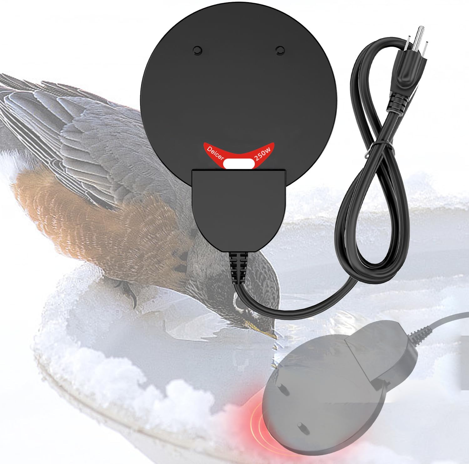 Thermostatic Chicken Water Heater - Aluminum Submersible De-Icer for Winter Bird Baths & Livestock Troughs | Efficient Poultry & Wild Bird Water Warmer for Cold Weather Use | Perfect for Coops, Farms, and Backyard Birding