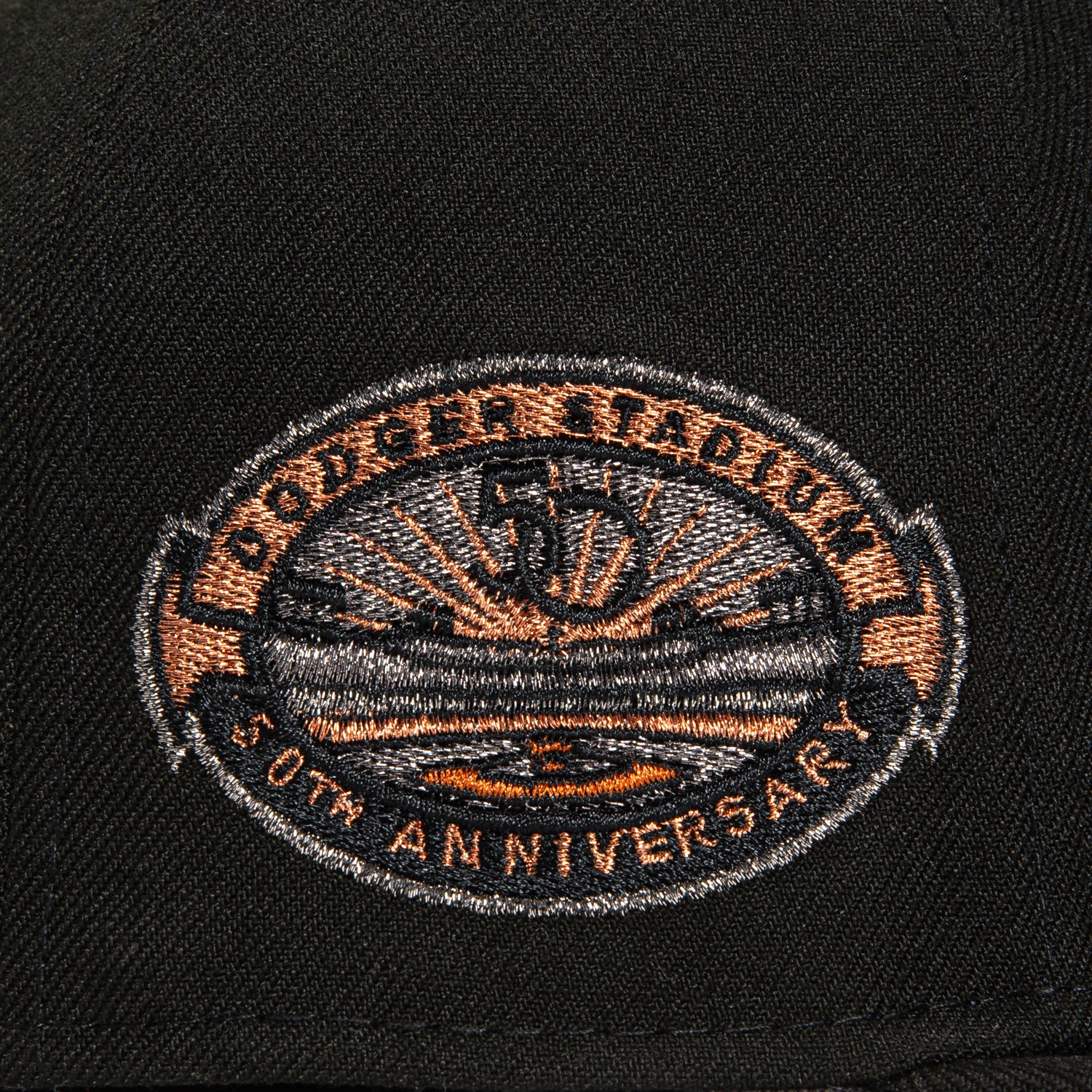 New Era 59Fifty Los Angeles Dodgers 50th Anniversary Stadium Patch Snapback Hat - Black & Metallic Copper - Official MLB Baseball Cap for Men, Women, Fans & Collectors - Perfect for Games, Gifts & Streetwear Fashion