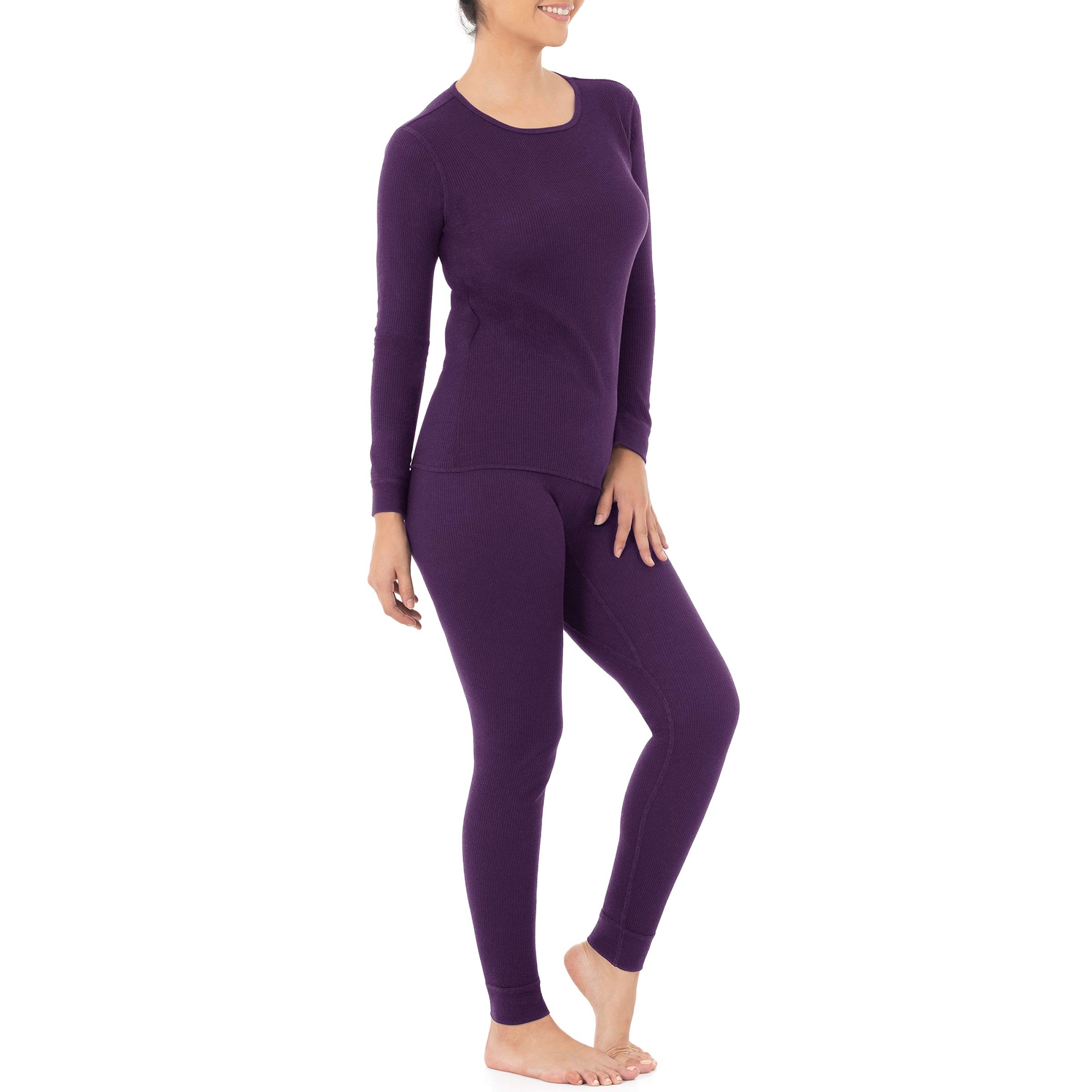 Fruit of the Loom Women's Micro Waffle Thermal Underwear Set - Soft & Warm Winter Base Layer for Cold Weather, Lounge & Sleepwear