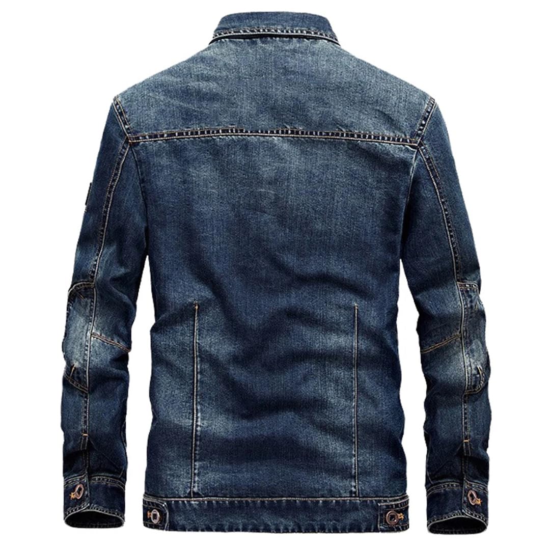 **Men's Distressed Ripped Slim Fit Denim Jacket – Plus Size Spring Trucker Bomber Coat for Casual & Streetwear Outfits**