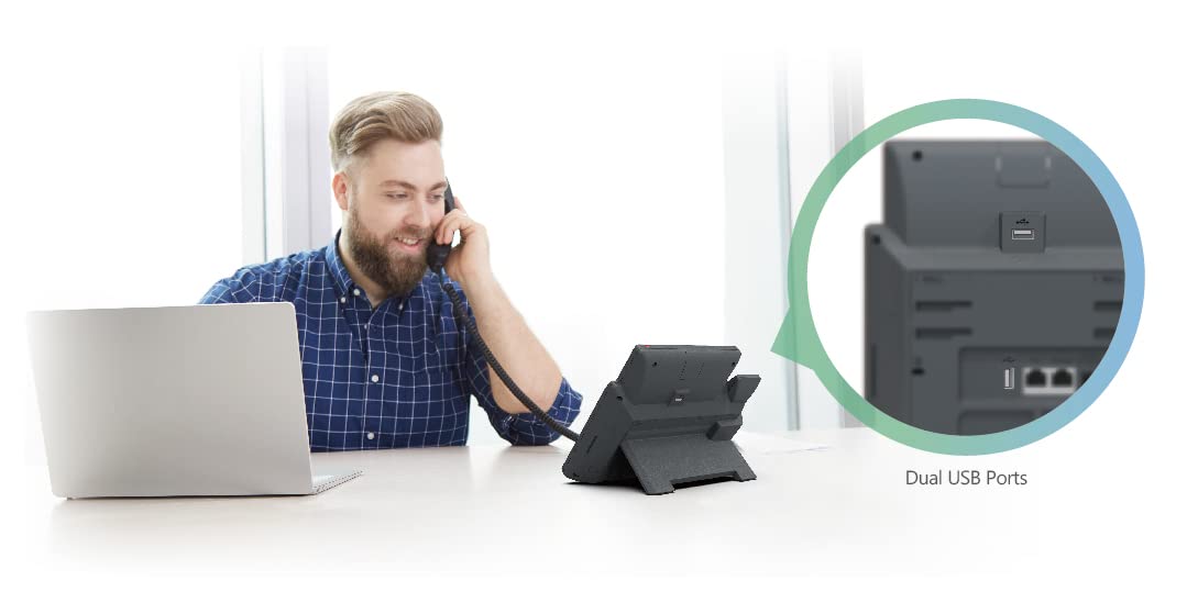 Yealink SIP-T48U IP Phone with Wi-Fi, Grey LED Display, Wired Handset - 1000 Contacts Capacity, 7-inch Screen for Office & Business VoIP Communication