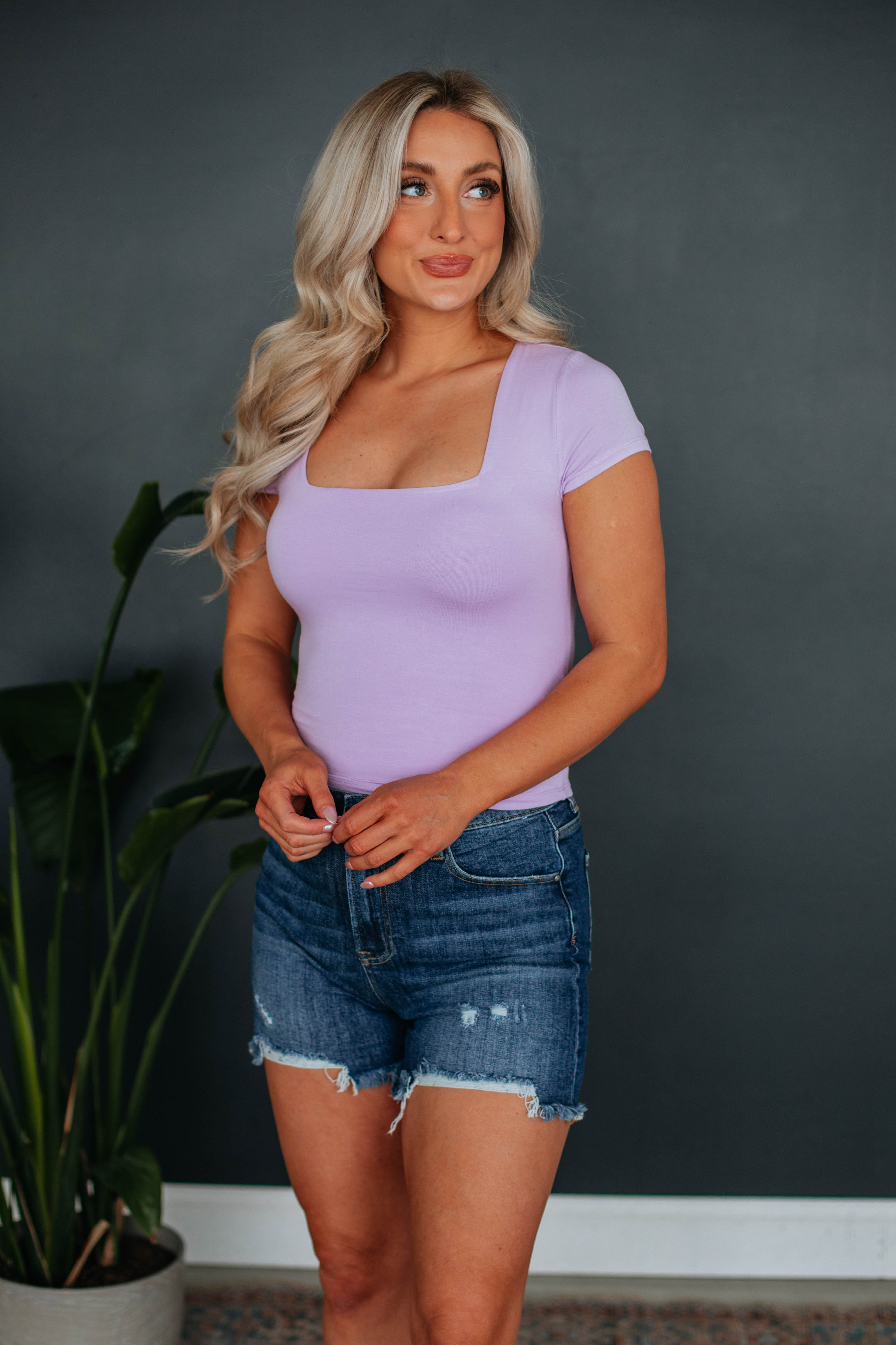 Jace Basic Top Women's Casual Short Sleeve T-Shirt - Soft Lavender Cotton Blouse for Everyday Wear | Perfect for Work, Weekend & Layering