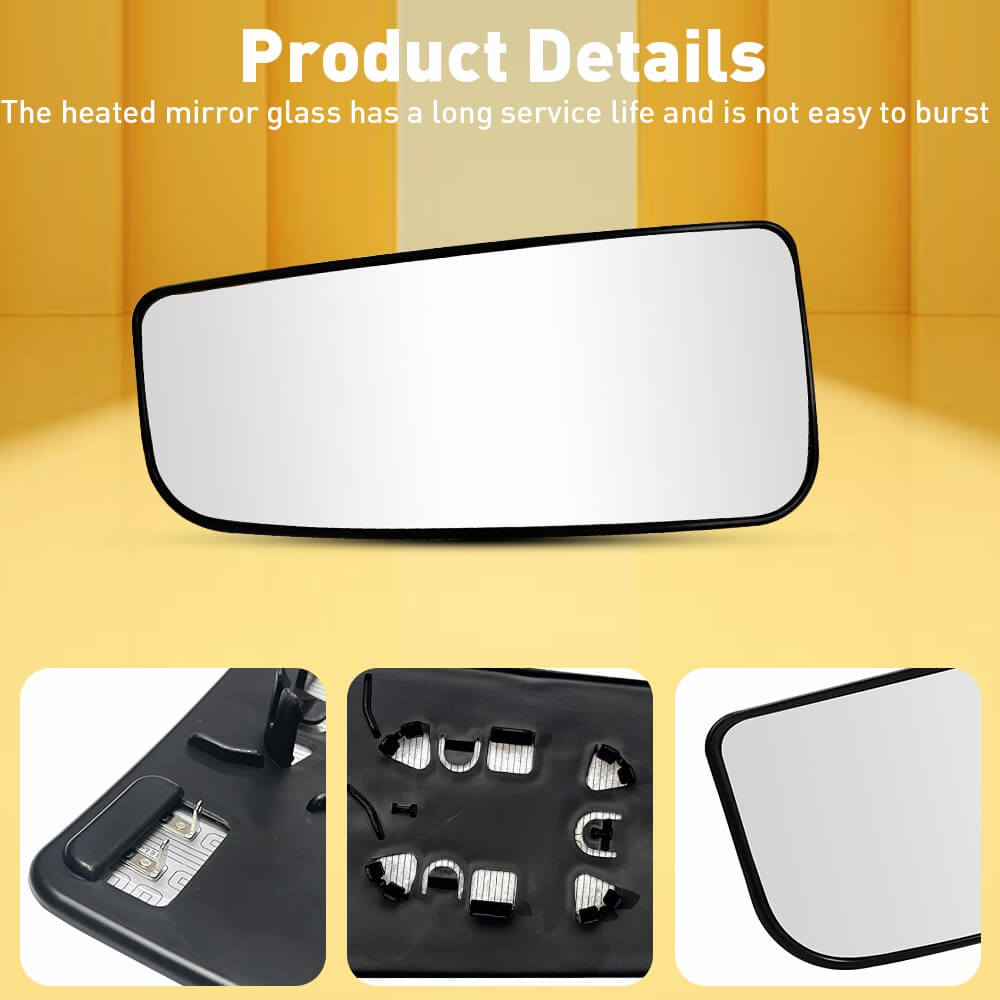 Heated Mirror Glass for 2015-2021 Ford F150 & 2017-2022 Ford F250 F350 F450 F550 Super Duty - Upper & Lower Replacement - Defrost Fog Prevention for Winter Driving