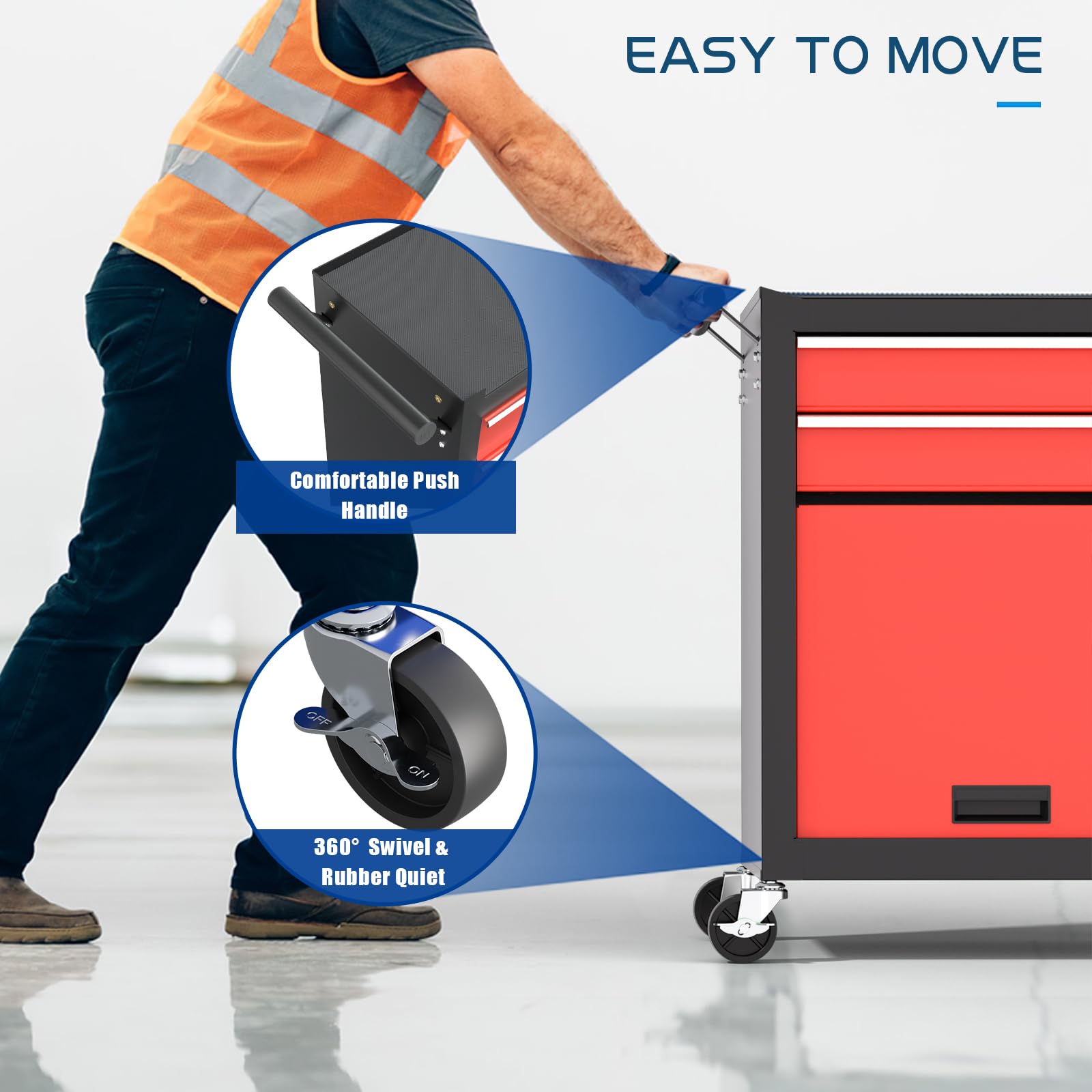 6-Drawer Heavy Duty Rolling Tool Chest - 2-in-1 Lockable Metal Tool Storage Cabinet with Wheels & Removable Drawers for Mechanics, Garage, Workshop | Perfect for Automotive Repair, Home DIY Projects & Professional Tool Organization