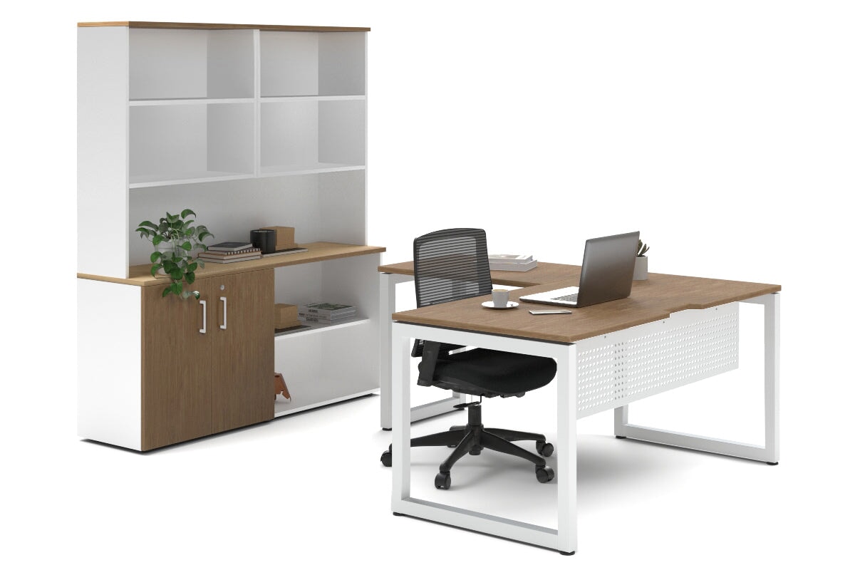 Premium L-Shaped Executive Desk with Quadro Loop Legs - White Finish [1600L x 1700W] - Perfect for Home Office & Modern Workspace