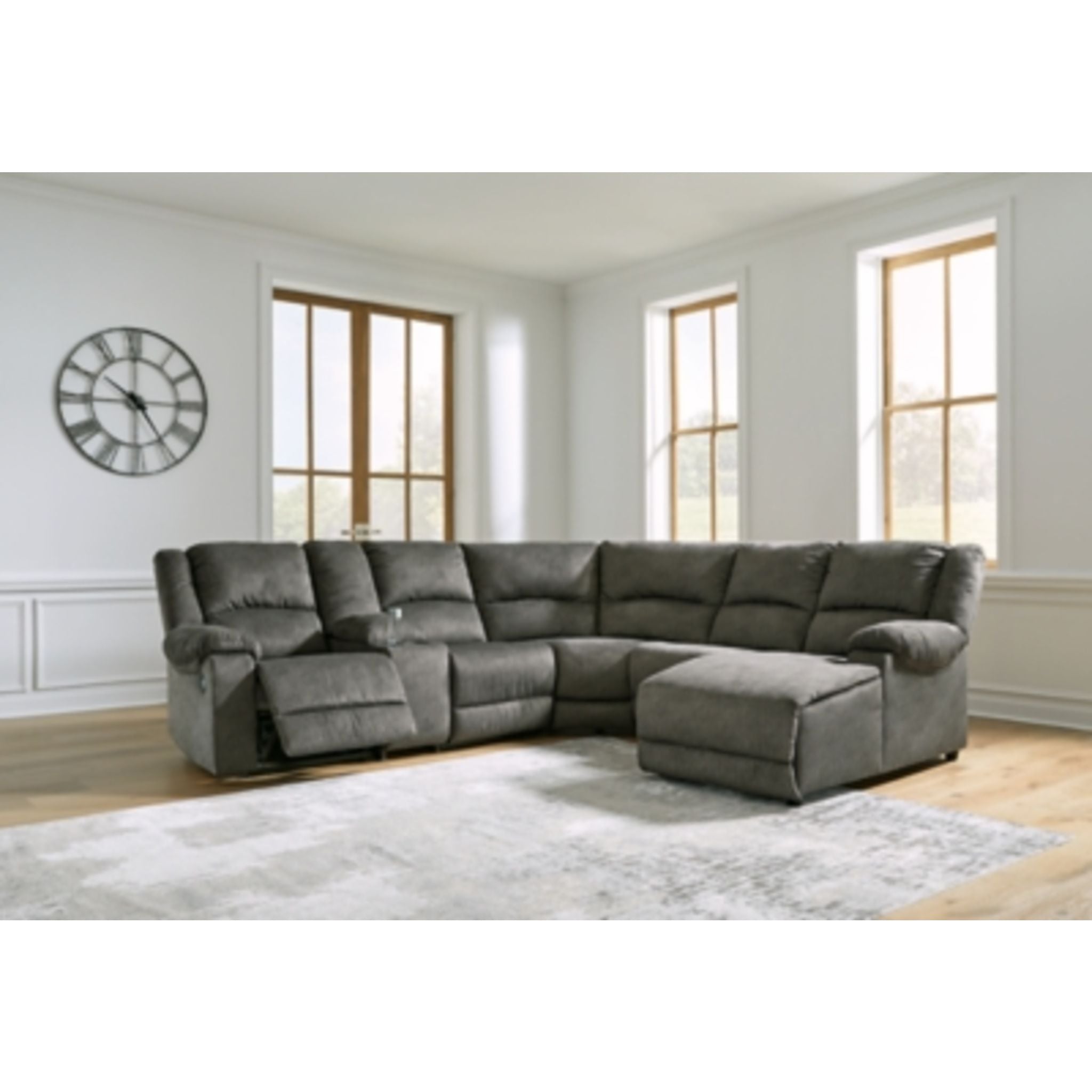 Benlocke 6-Piece Reclining Sectional Sofa Set with Cup Holders - Modern L-Shaped Living Room Furniture for Family Movie Nights and Relaxation