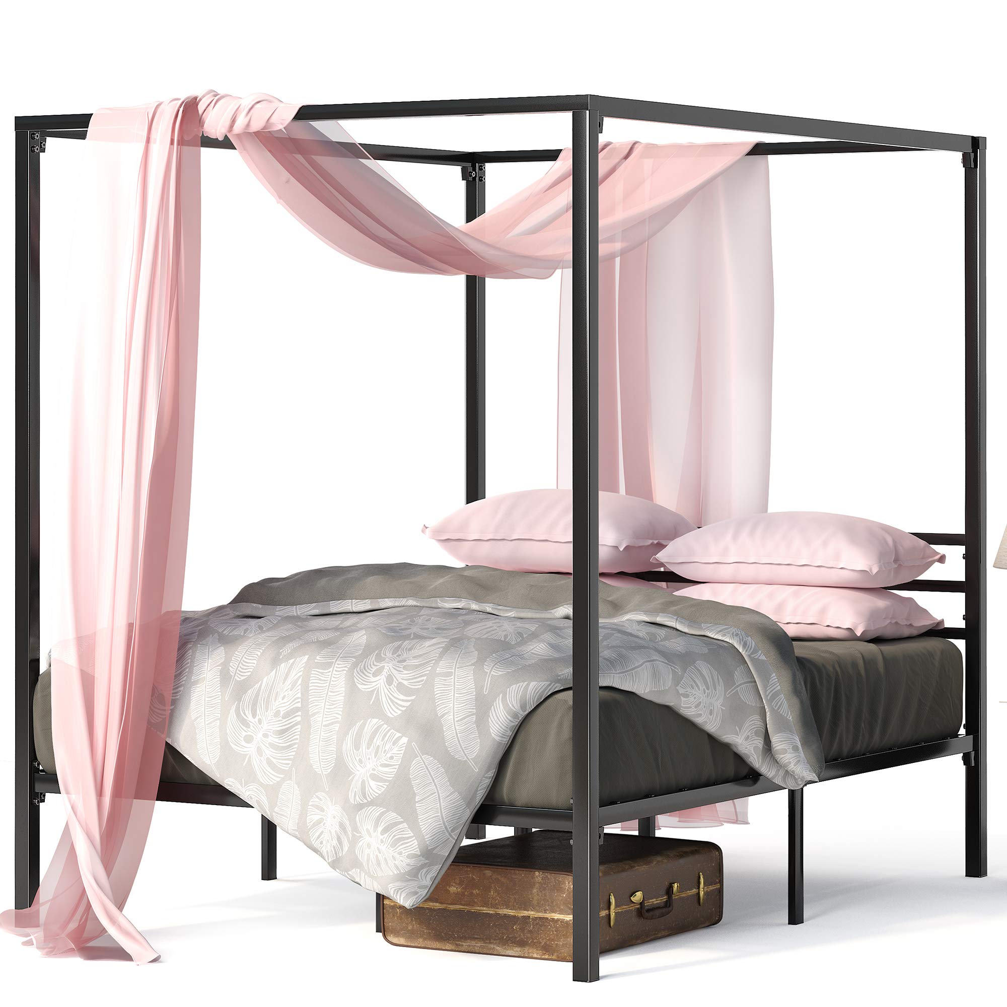 ZINUS Patricia Full Size Metal Canopy Platform Bed Frame with Steel Slat Support - No Box Spring Needed - Easy Assembly - Modern Bedroom Furniture for Adults & Teens - Perfect for Small Spaces & Guest Rooms