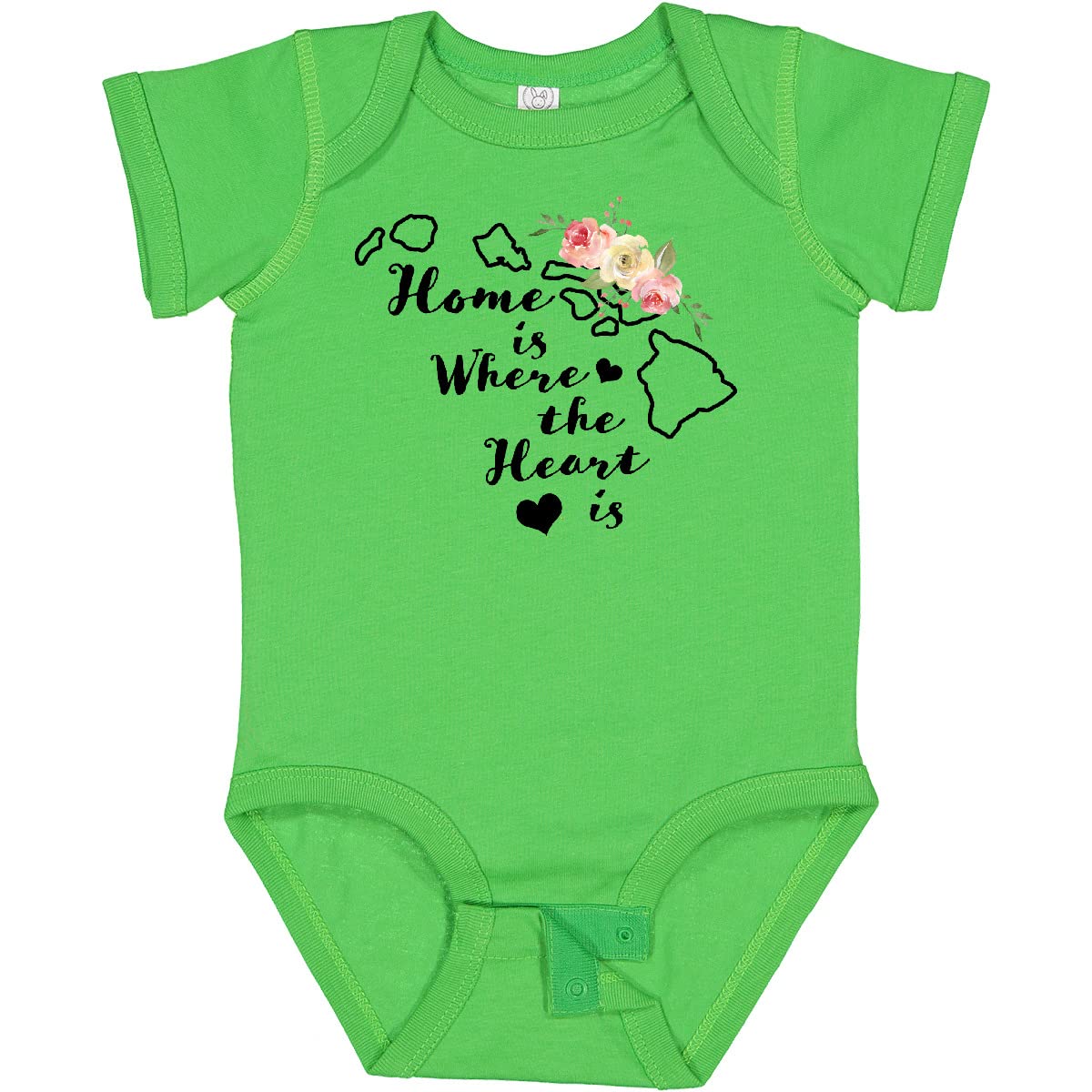 Inktastic Hawaii Home is Where The Heart is Watercolor Floral Baby Bodysuit - Soft Cotton Infant Onesie for Boys & Girls - Perfect for Family Vacations, Beach Trips & Photo Shoots