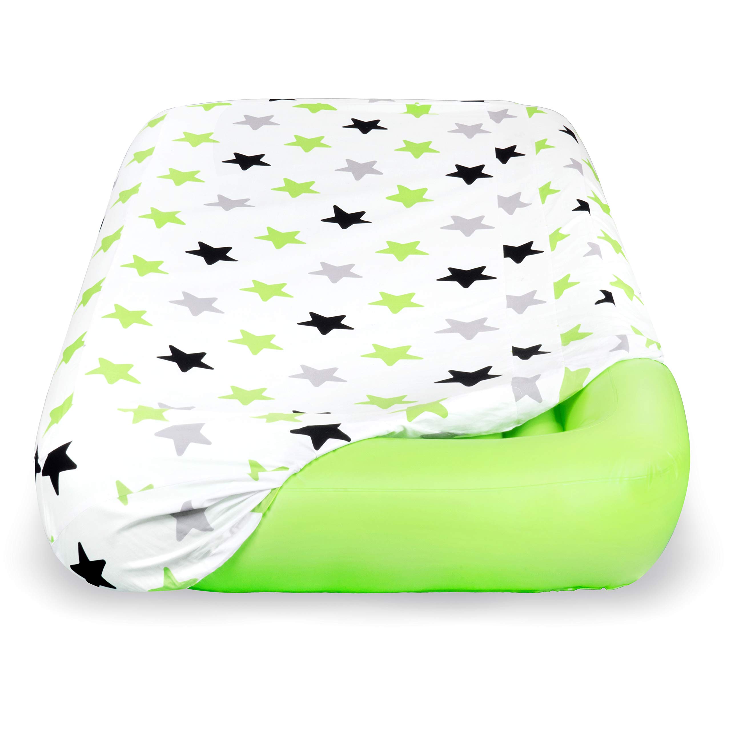 Inflatable Air Mattress for Kids & Toddlers - Portable Travel Bed with Star Print Sheet & Built-in Air Pump - Supports Up to 150lbs - Perfect for Camping, Sleepovers & Indoor Play Areas