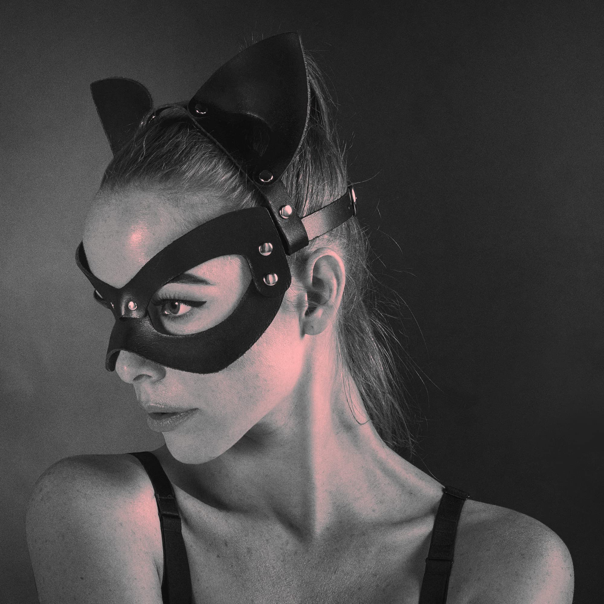 Liberator Leatherworks Cosplay Vienna Cat Eye & Ear Mask - Gothic Lolita Steampunk Costume Accessory for Halloween, Cosplay, and Role Play