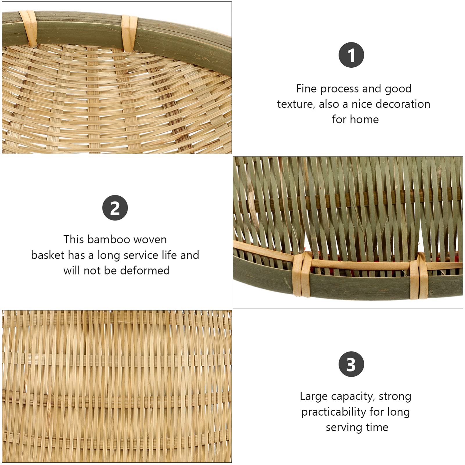 DOITOOL Rustic Woven Bamboo Basket - Multipurpose Serving Bowl for Fruits, Bread & Centerpieces | Eco-Friendly Kitchen Countertop Organizer & Household Dustpan | Perfect for Farmhouse Dining, Party Serving & Pantry Storage