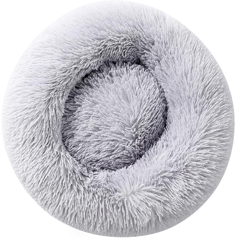 Soft Round Donut Pet Bed for Small Dogs & Cats Under 3kg - Cozy Cushion with Removable Blanket for Puppies & Kittens - Perfect for Bedroom, Living Room & Pet Travel Carrier
