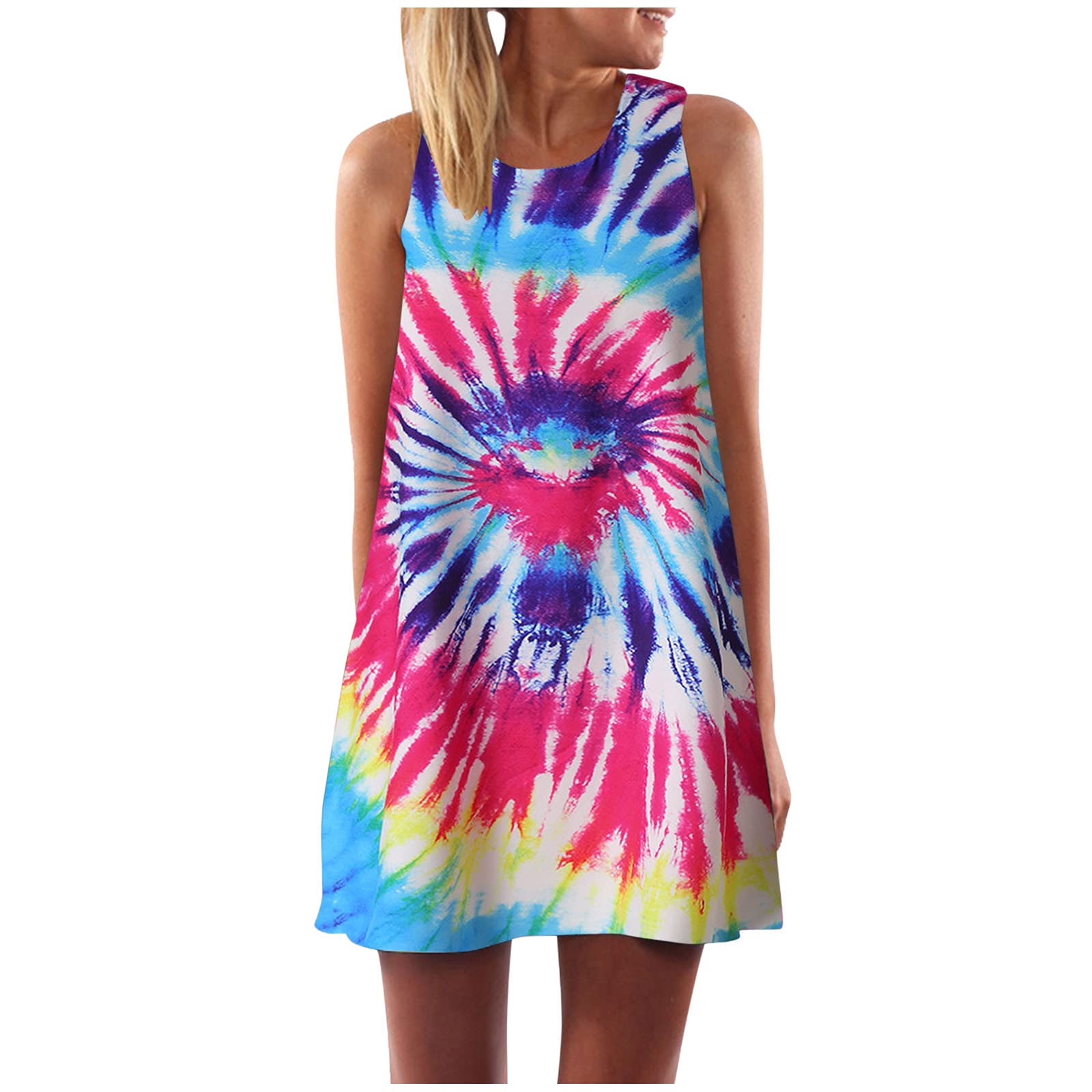 UYTOGOFE Women's Sleeveless Boho Print Short Summer Dress - Floral Beach Mini Dress for Casual Wear & Business Outfits | Perfect for Vacation, Pool Party, and Office Summer Attire