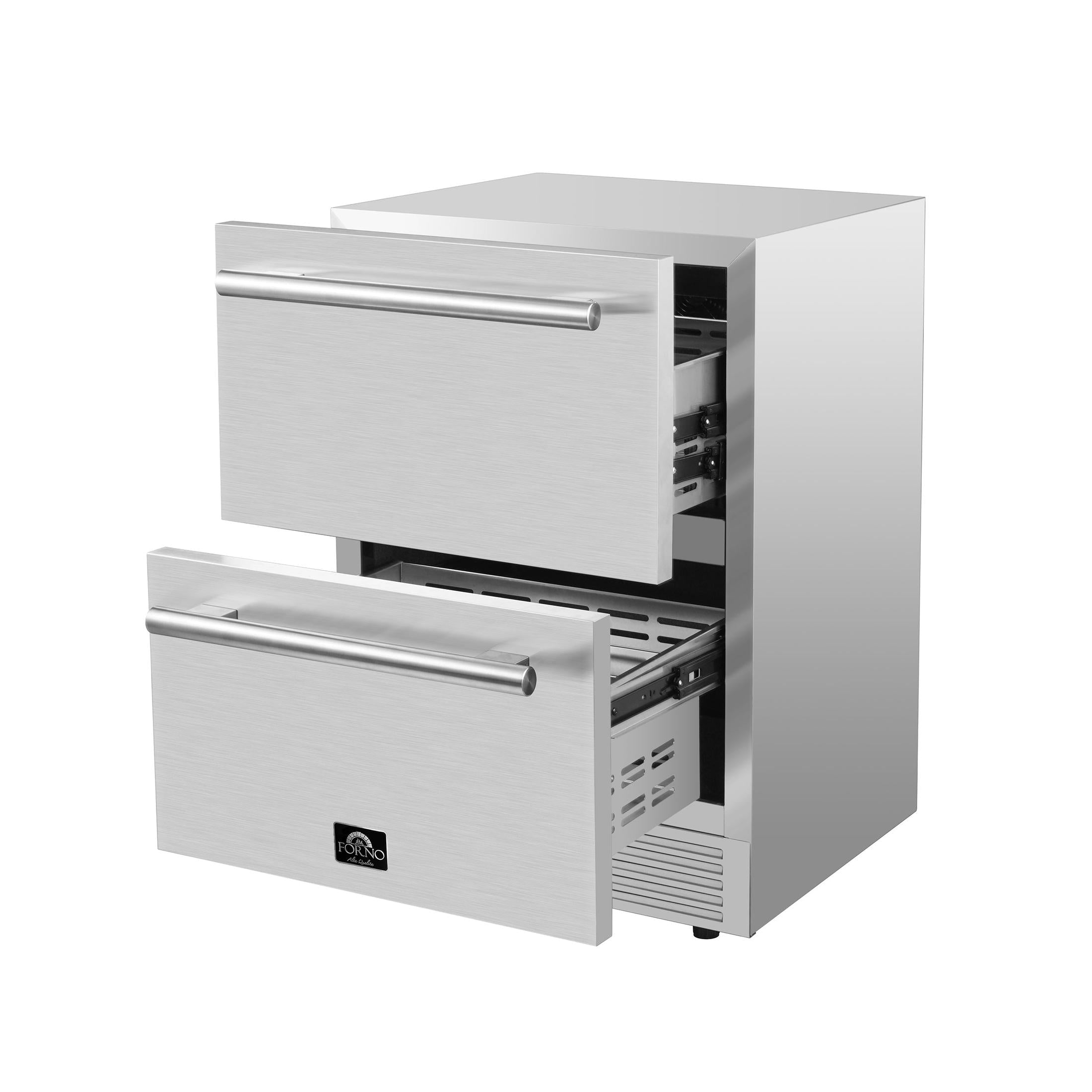 FORNO Como 24 Inch Stainless Steel Drawer Refrigerator - 4.87 cu.ft. Capacity Indoor/Outdoor Use - FDROD1611 24S - Perfect for Kitchen, Bar, Patio & Outdoor Entertaining