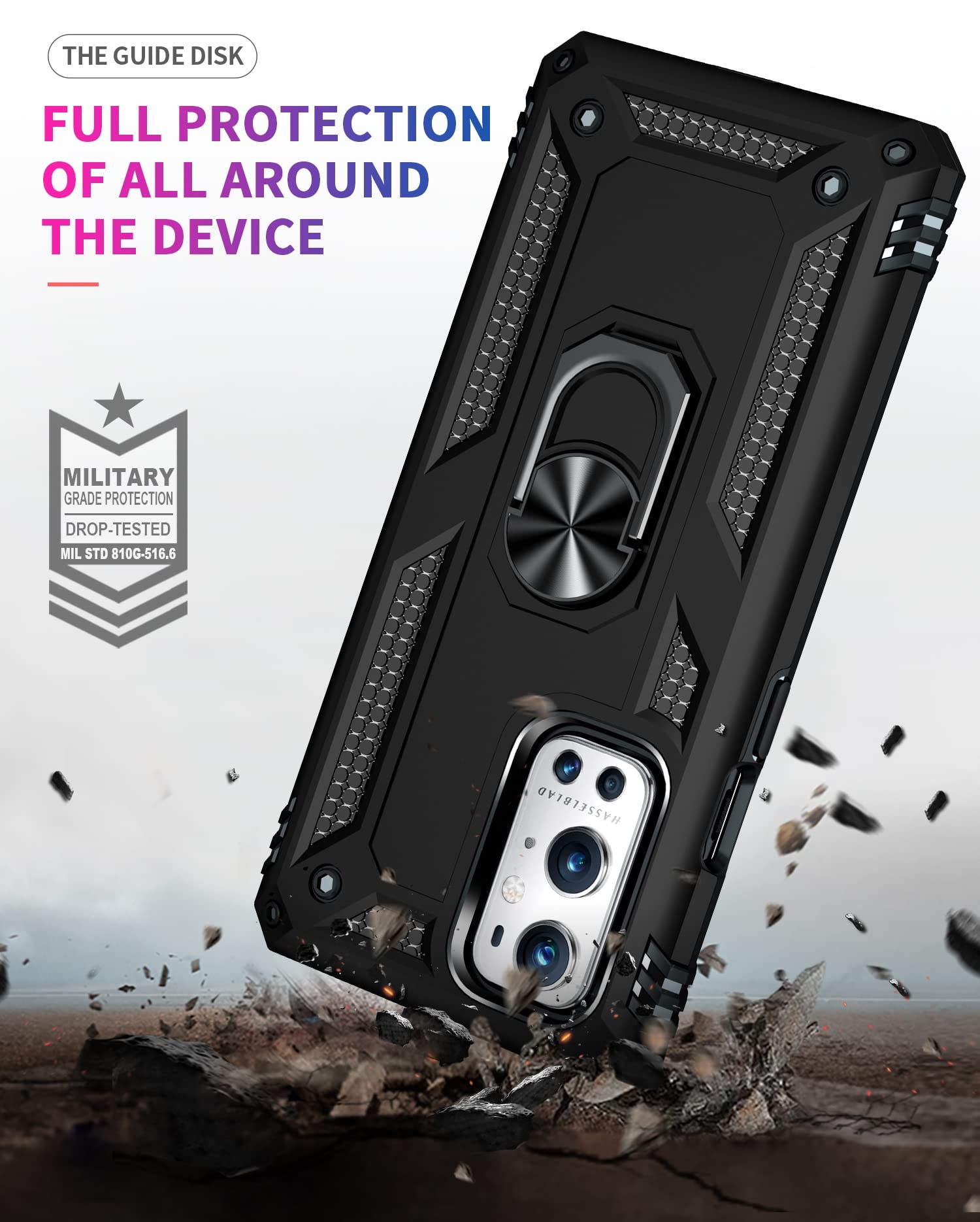 OnePlus 9 Pro Case with Magnetic Holder - Heavy Duty Shockproof Protective Cover for OnePlus 9 Pro | Perfect for Outdoor Activities, Travel & Daily Use (Black)