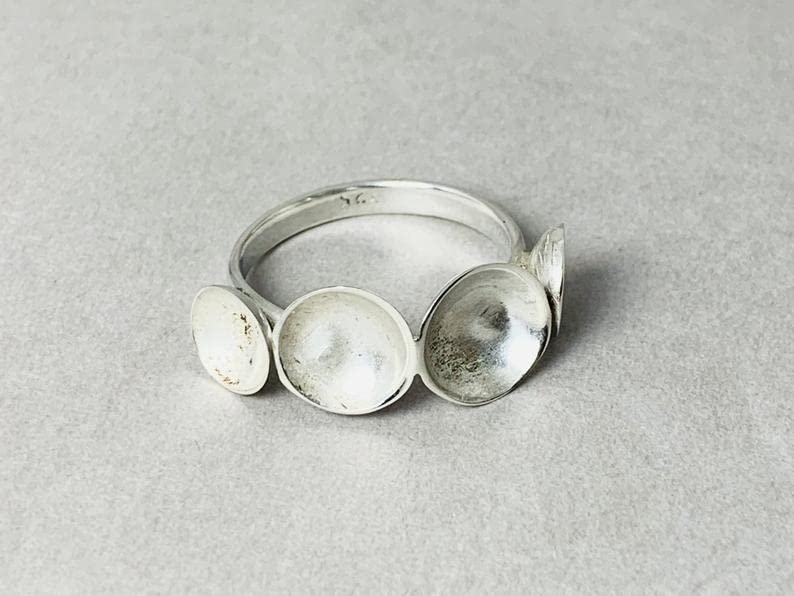 925 Sterling Silver Domed Ring - Handmade Unique Statement Circle Ring for Women (Size G 1/2) | Perfect for Everyday Wear, Special Occasions & Gift Giving