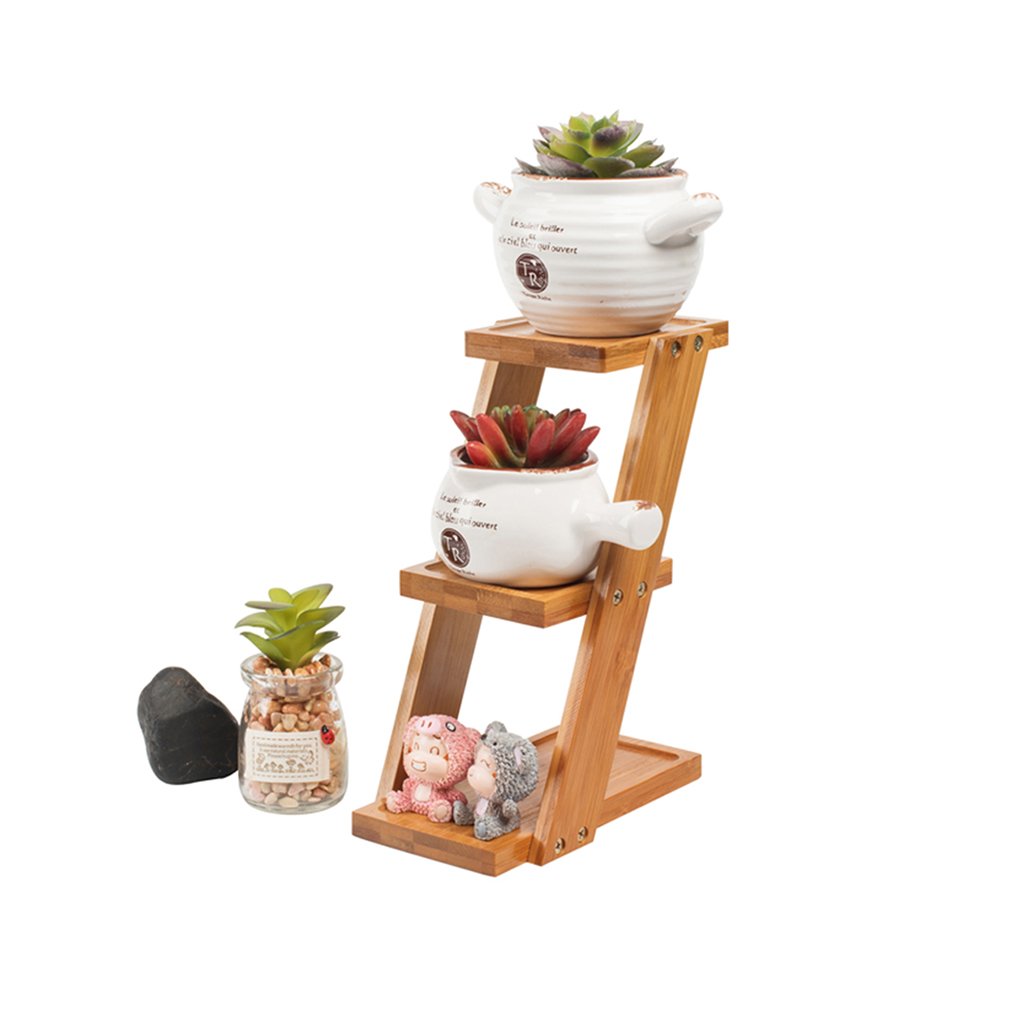 3 Tier Wooden Plant Stand - Mini Indoor Flower Ladder Shelf for Small Plants, Succulents & Herbs | Perfect for Home Decor, Living Room, Balcony & Office Spaces