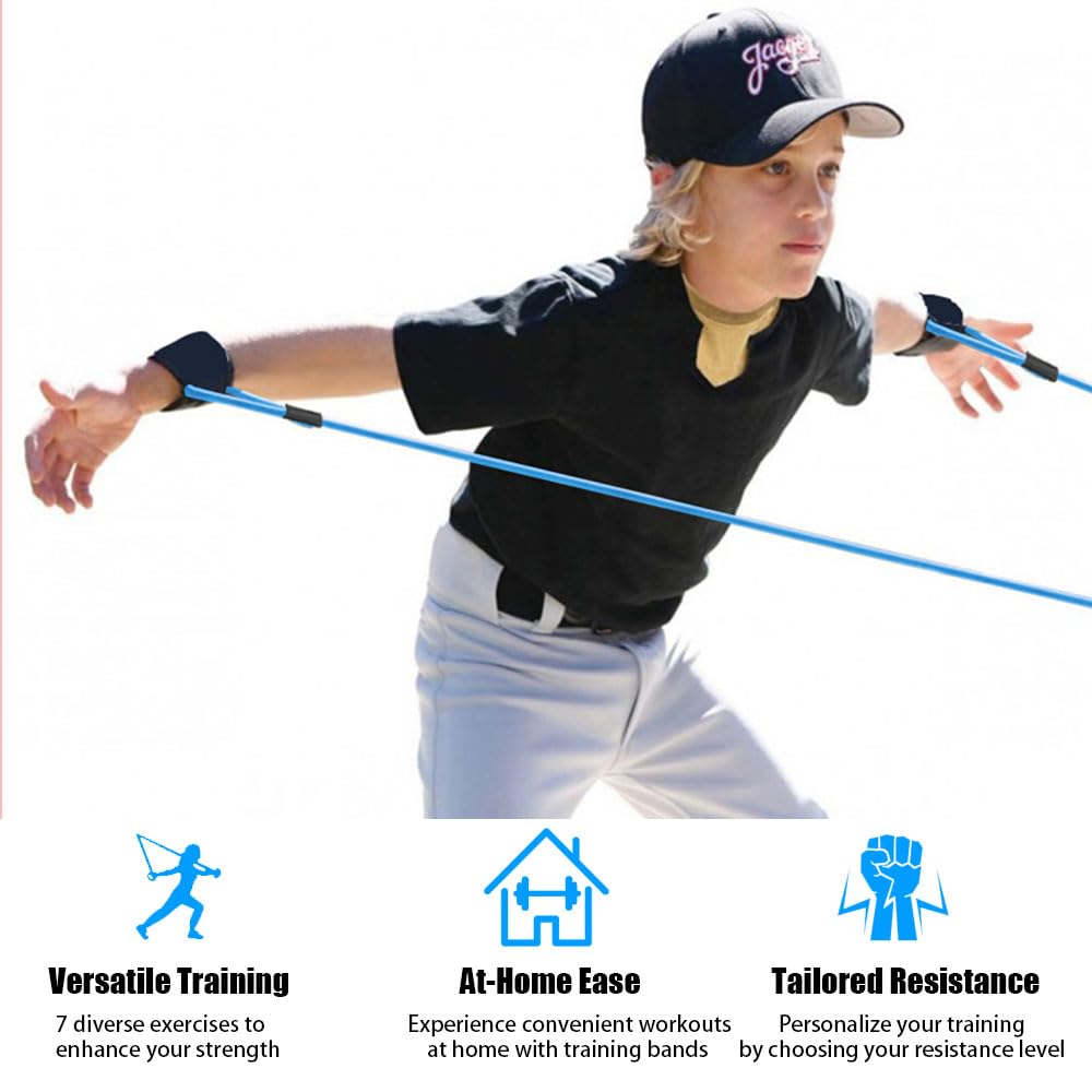 Baseball & Softball Resistance Training Bands - Pitching Trainer for Arm Strength & Throwing Warm Up | Professional Baseball Training Equipment for Pitchers | Perfect for Pre-Game Stretching & Strength Building Exercises