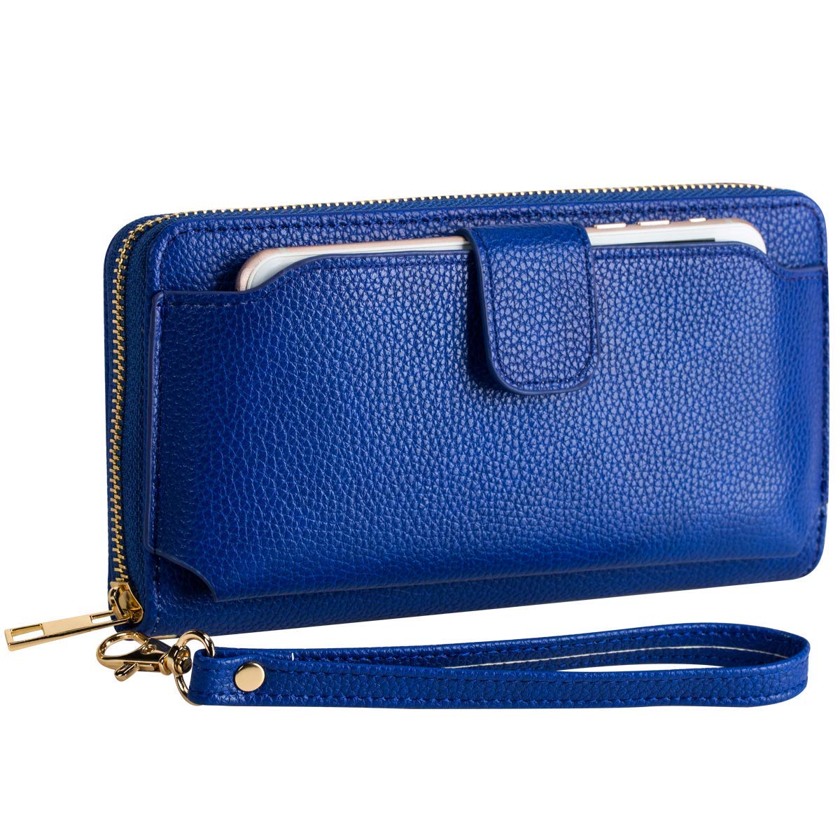 Women's RFID Blocking Wristlet Wallet with Phone Holder - Zip Around Crossbody Handbag for Everyday Use, Travel & Shopping