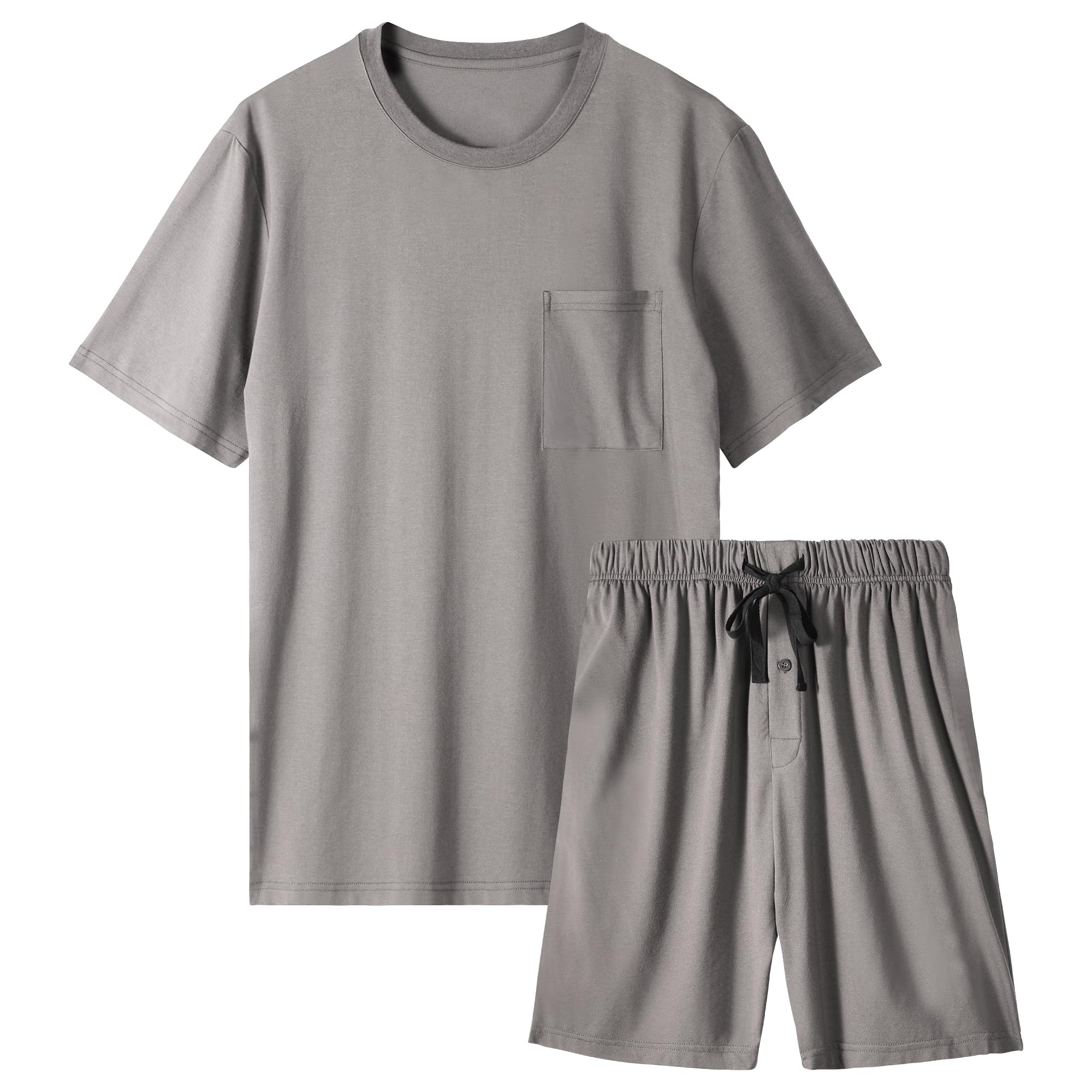 BAMBOO COOL Men's 2-Piece Pajama Set - Soft & Breathable Short Sleeve Sleepwear with Pockets | Lounge, Sleep & Summer Comfort