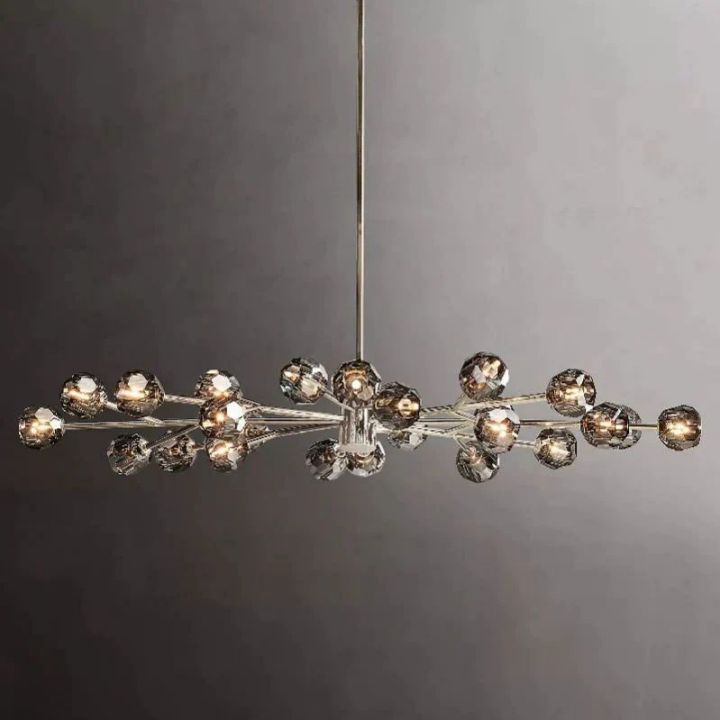 Elegant Crysball Glass Oval Chandelier - 72 Inch Modern Crystal Ceiling Light Fixture for Dining Room, Living Room, or Bedroom Lighting Decor