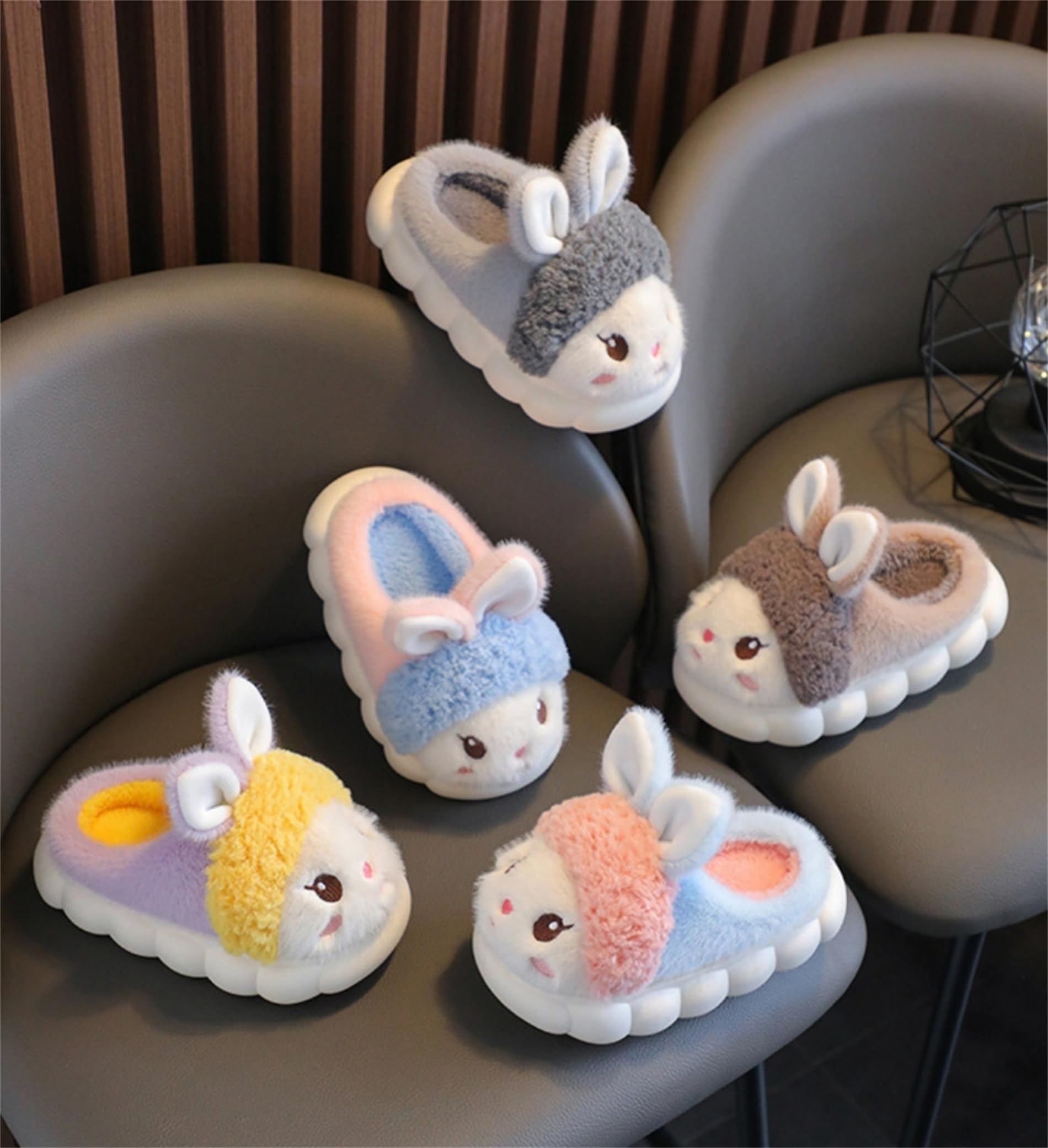 Women's Cute Rabbit Animal Slippers - Soft Warm Winter Plush Cotton House Shoes for Cozy Home & Indoor Use - Perfect Gift for Her