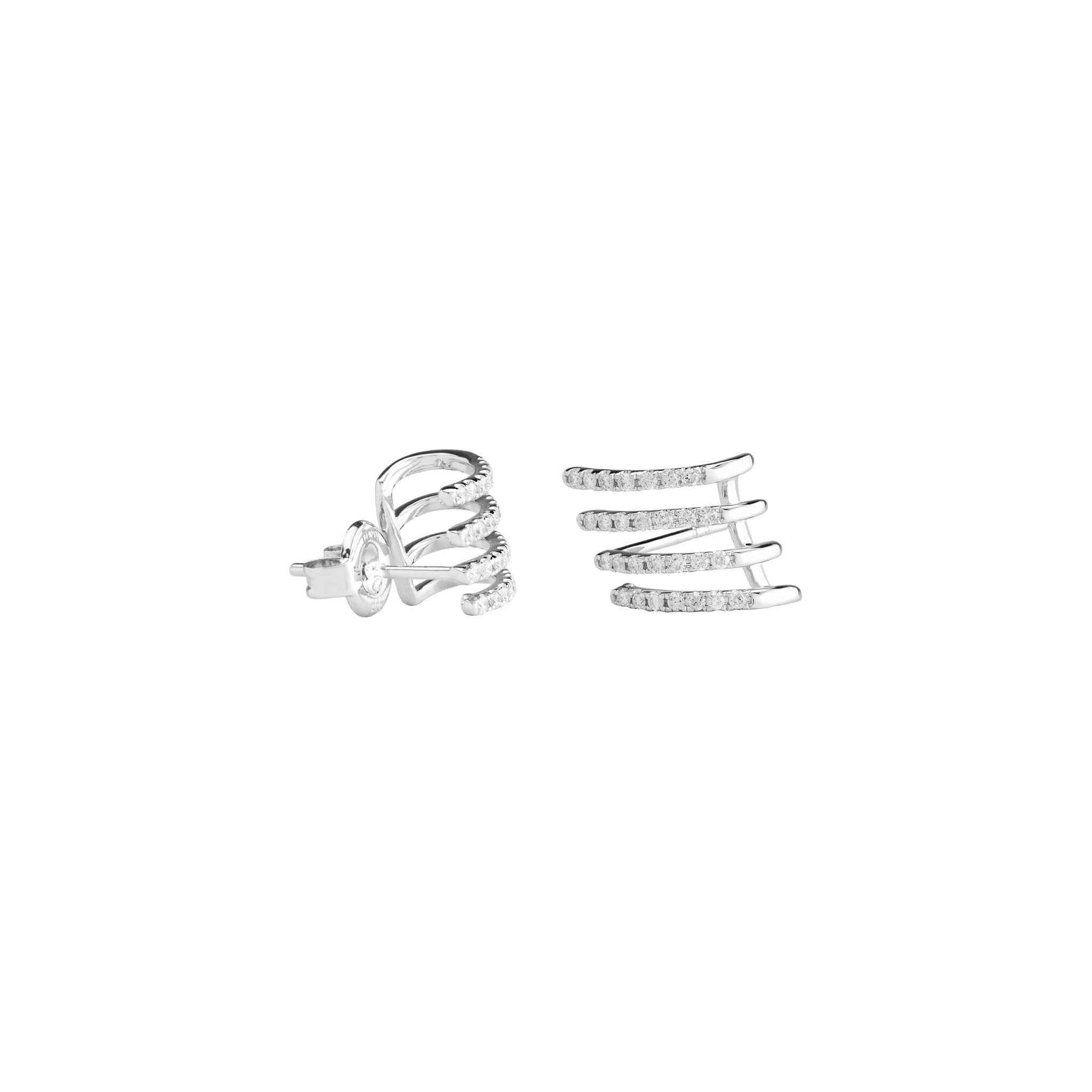 14K White Gold Diamond Multi Huggie Illusion Stud Earrings for Women - Perfect for Everyday Wear, Parties & Special Occasions