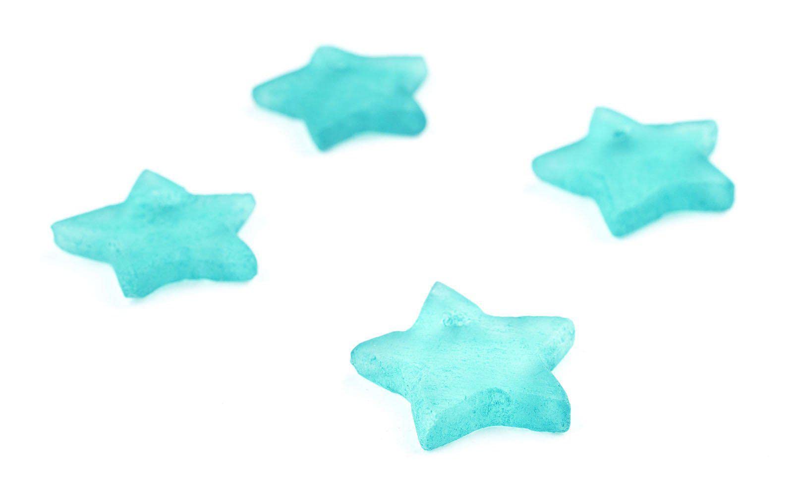 TheBeadChest Star Sea Glass Pendants - Frosted Matte Eco-Friendly Translucent Recycled Glass Charms for DIY Jewelry Making, Necklace Crafting & Beading Projects - Perfect for Beach-Themed Jewelry, Gifts and Home Decor